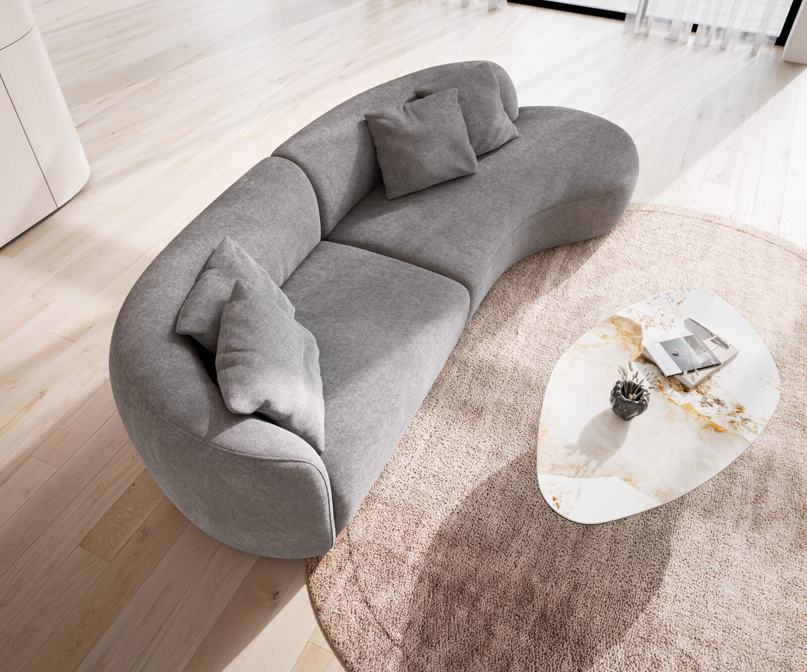 Sofa Mairi 330x160 cm Mikrofaser Grau 5 Sofa Mairi 330x160 cm Mikrofaser Grau 5