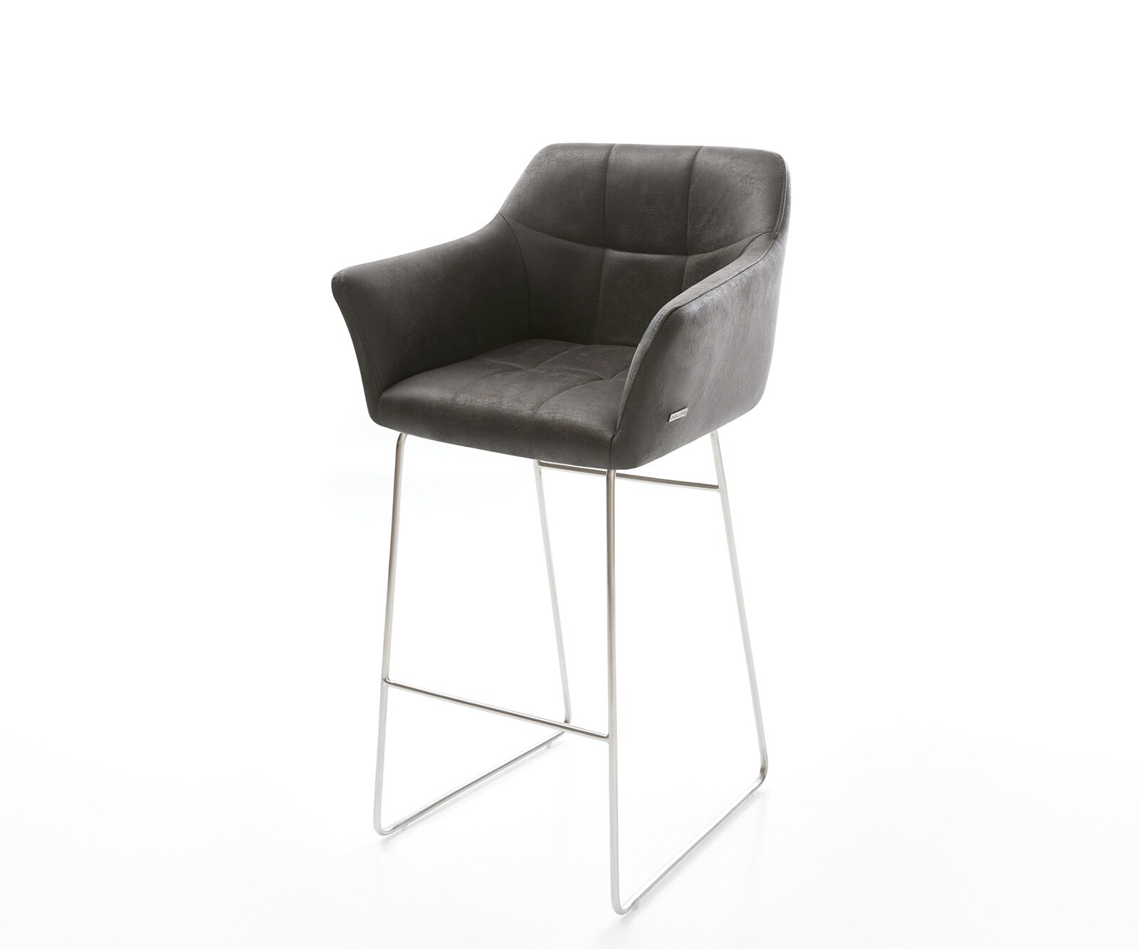 Chaise-de-bar Yulo-Flex vintage anthracite base tournante réglable en haut métal 3