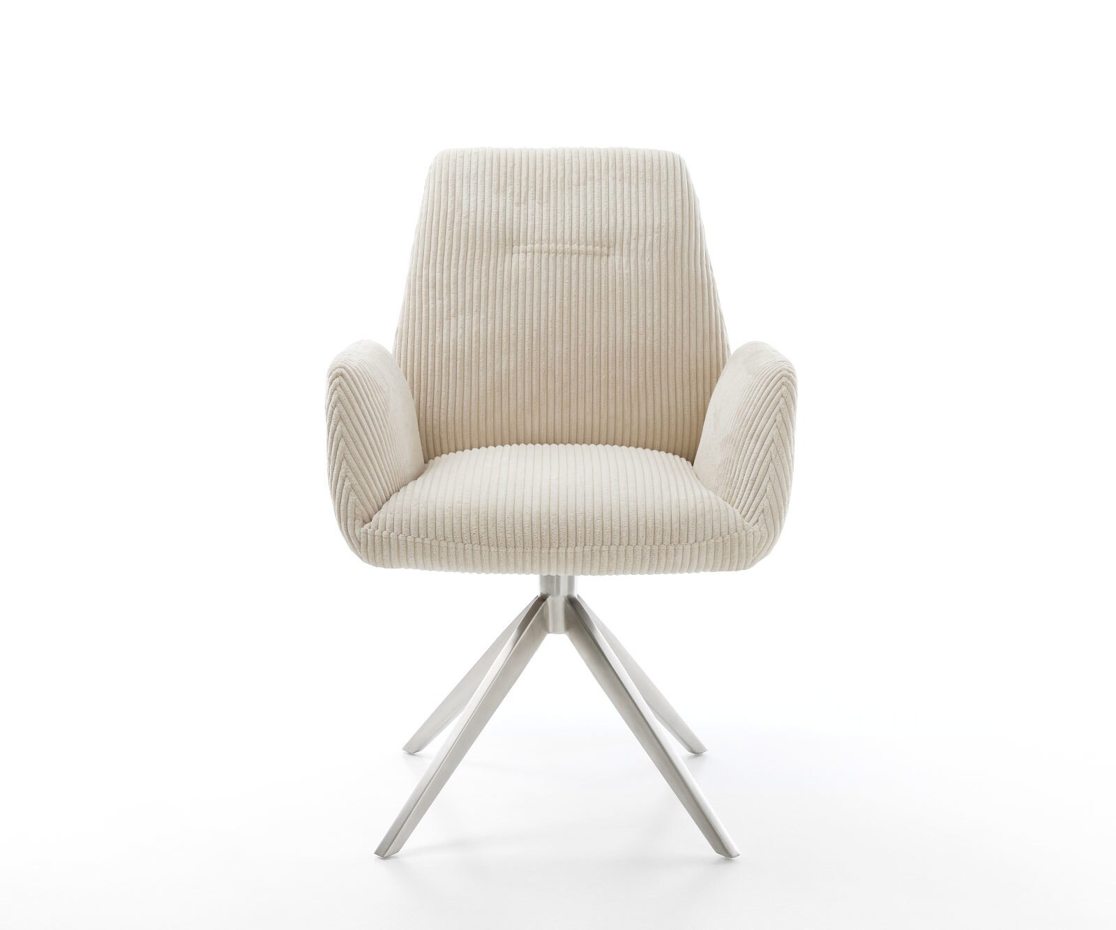 Esszimmerstuhl Zoa-Flex Cord Beige Kreuzgestell breit Edelstahl Taschenfederkern 1