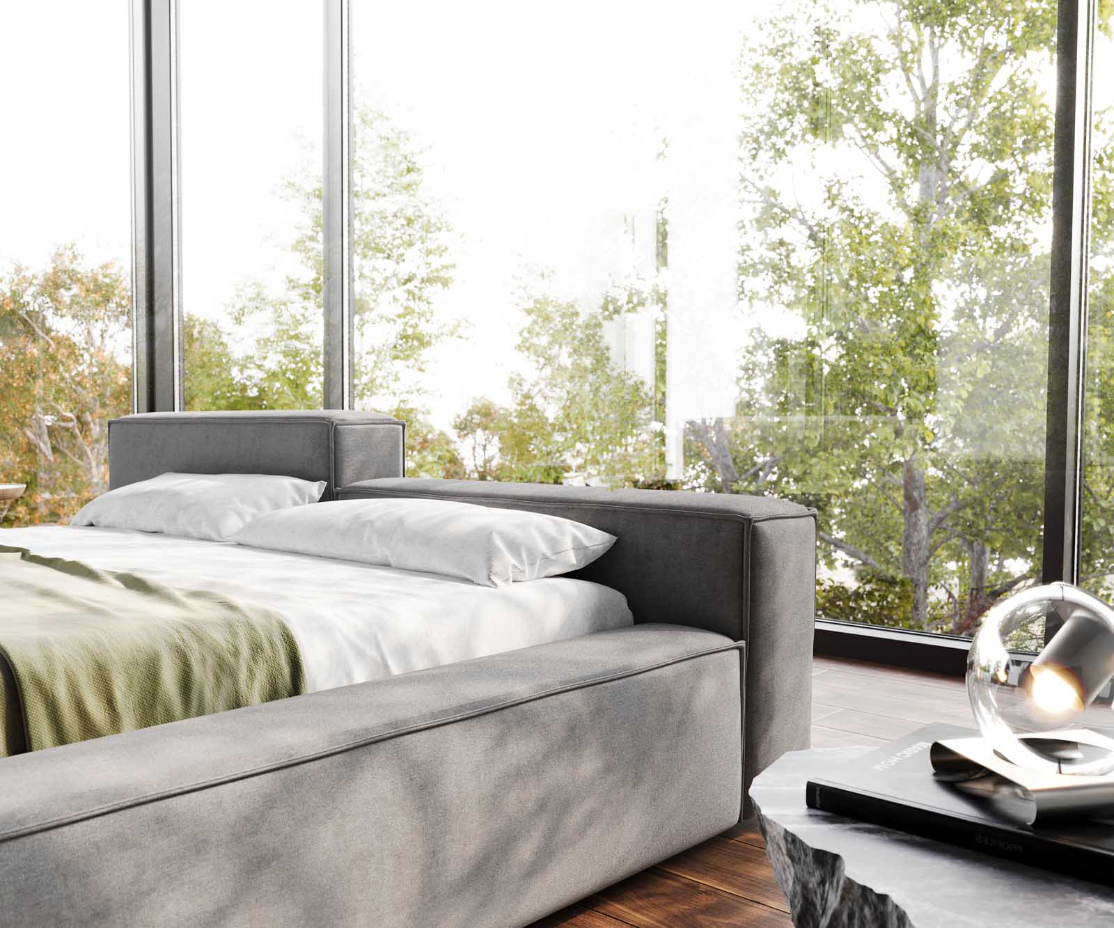 Polsterbettgestell Kalinea 180x200 cm Mikrofaser Grau 5 Polsterbettgestell Kalinea 180x200 cm Mikrofaser Grau 5