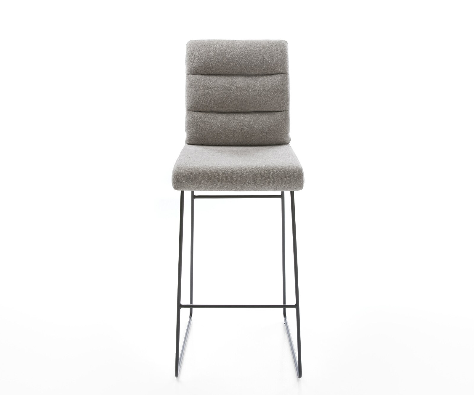 Barstuhl Pela-Flex Strukturstoff Soft Grau Kufengestell Metall Schwarz 2