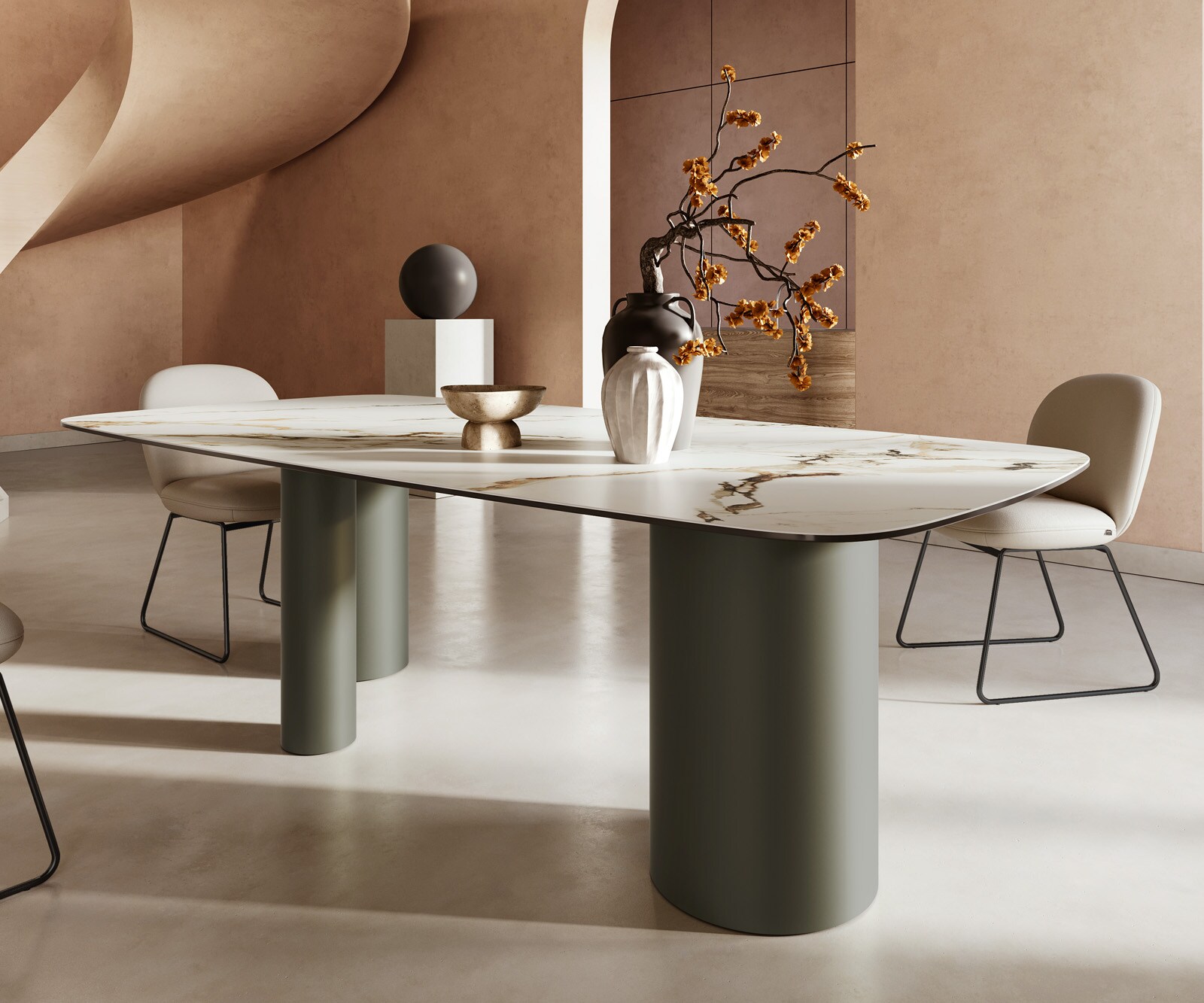 Esstisch Edge Boot 240x120cm Keramik Calacatta Luxe Weiß-Gold-Grau Troa Metall Effektfinish Titan 5 Esstisch Edge Boot 240x120cm Keramik Calacatta Luxe Weiß-Gold-Grau Troa Metall Effektfinish Titan 5