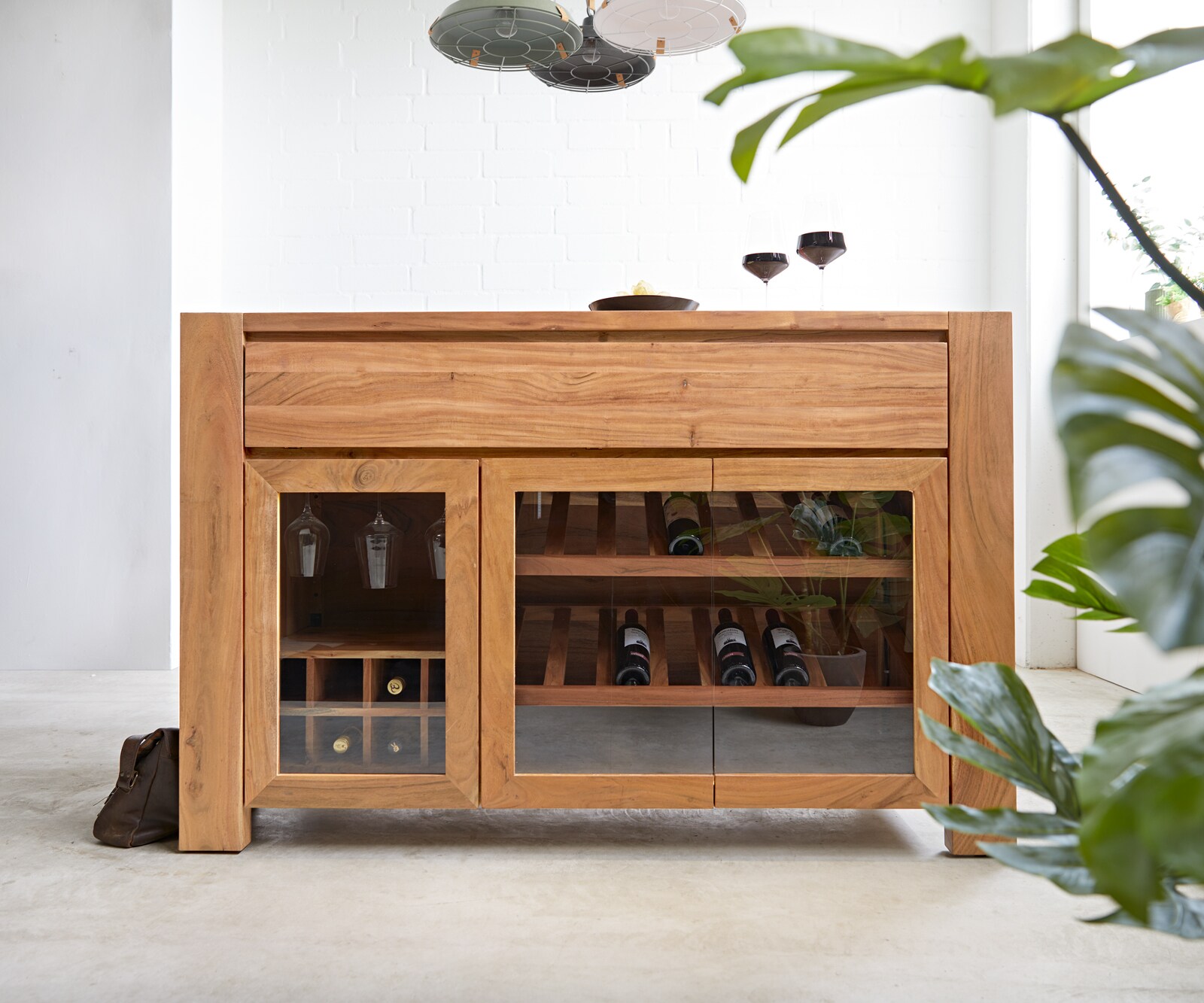 Barschrank Hedora 160x75 cm Akazie Natur mit Beleuchtung 4 Barschrank Hedora 160x75 cm Akazie Natur mit Beleuchtung 4