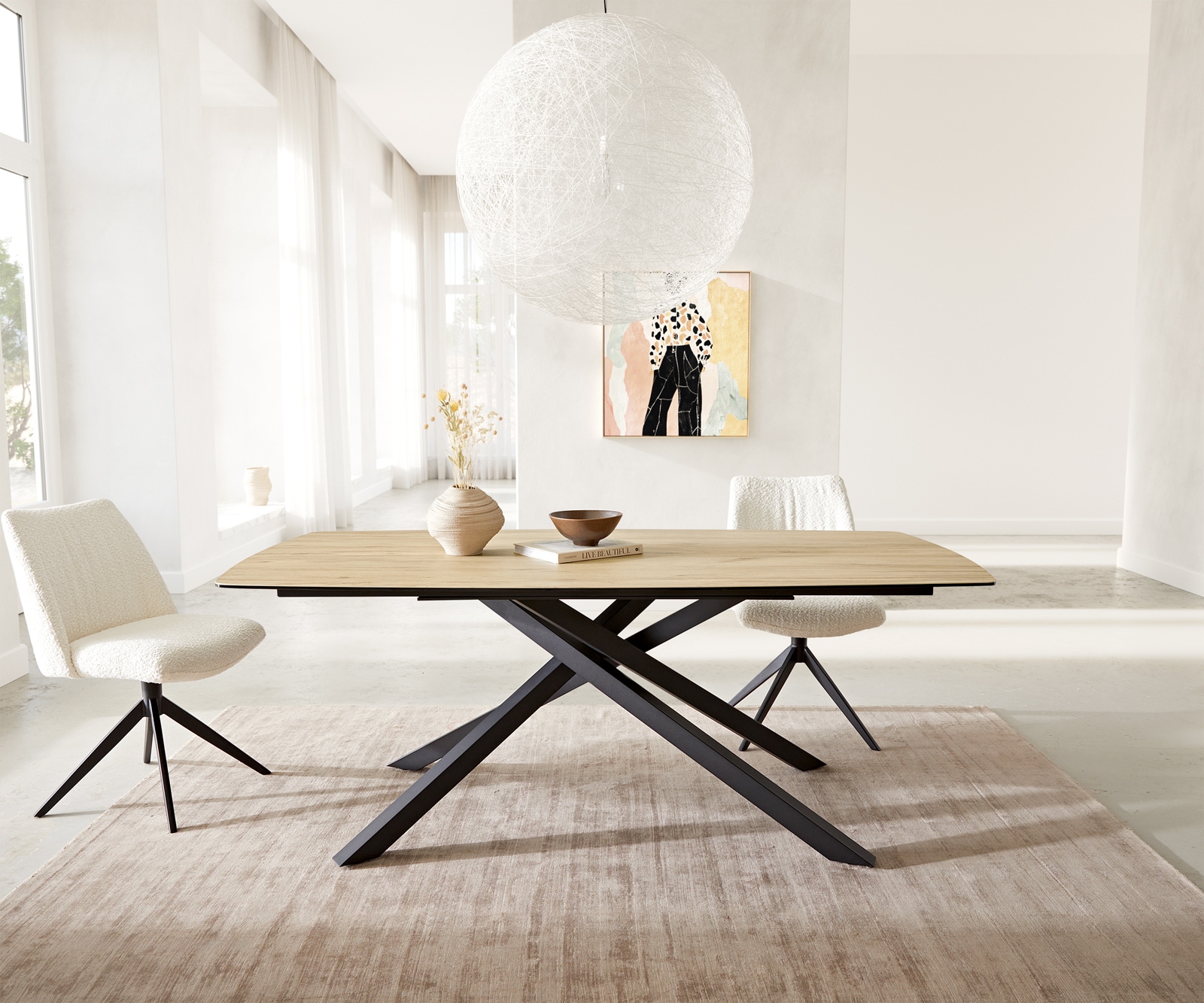 Esstisch Edge Boot 200x100 Keramik Laminam® Sabbia Eichefarbig Kreuzgestell Rechteck Schwarz Esstisch Edge Boot 200x100 Keramik Laminam® Sabbia Eichefarbig Kreuzgestell Rechteck Schwarz