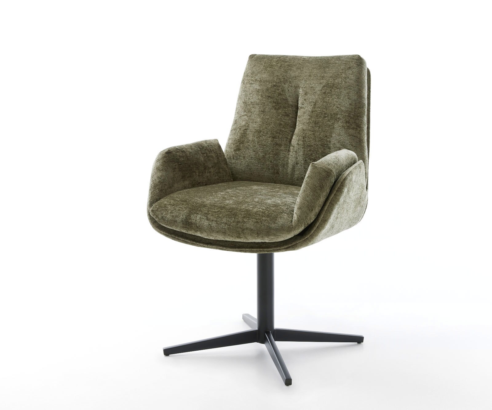 Drehstuhl Clea-Flex Chenille Olive Fußkreuz Schwarz 360° drehbar