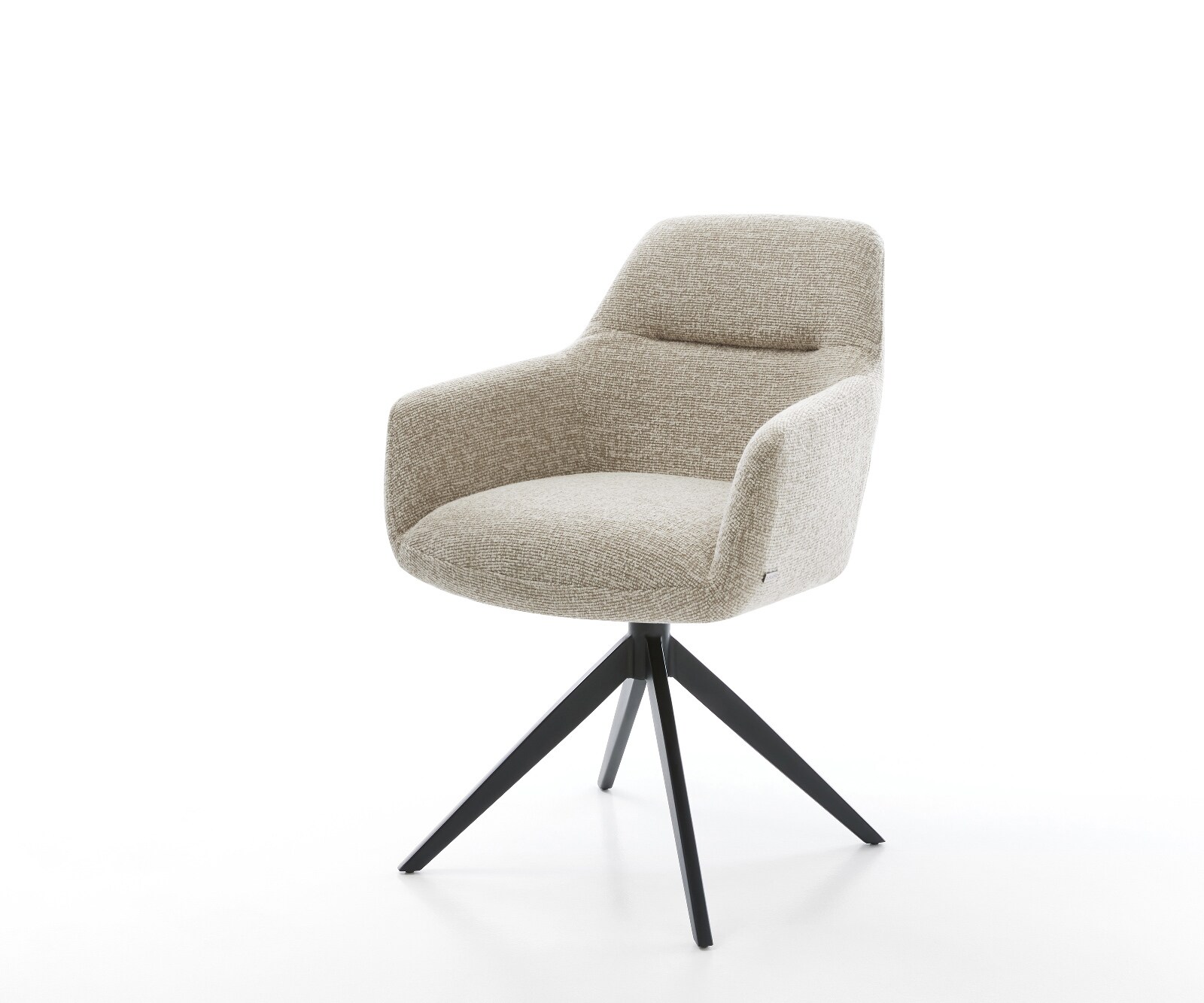 Drehstuhl Pejo-Flex Webstoff Soft Beige Kreuzgestell breit Schwarz 360° drehbar Wippfunktion Taschenfederkern 1