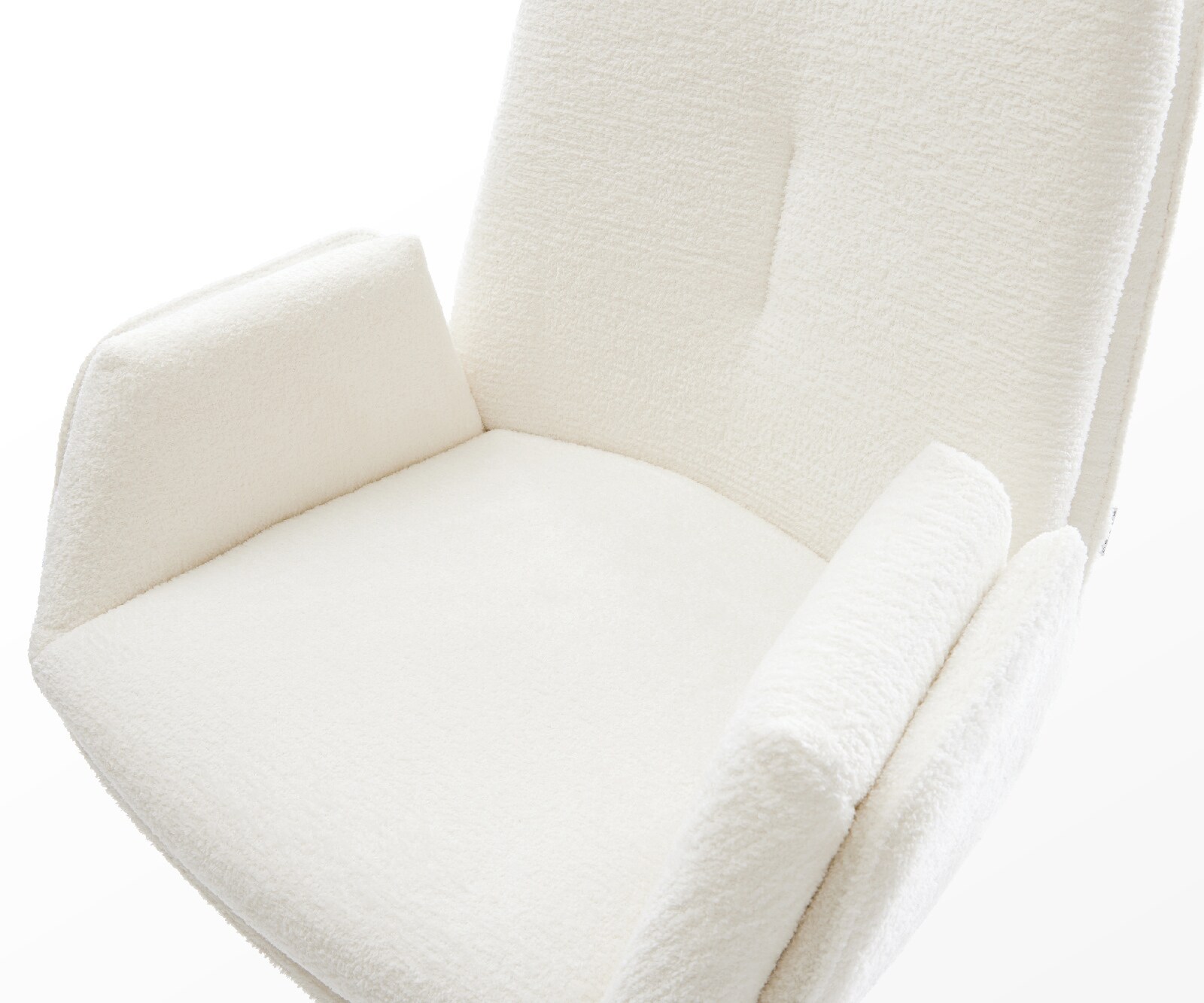 Chaise-de-bar Clea-Flex Bouclé doux Beige Pied pivotant réglable en hauteur Noir Noir 3