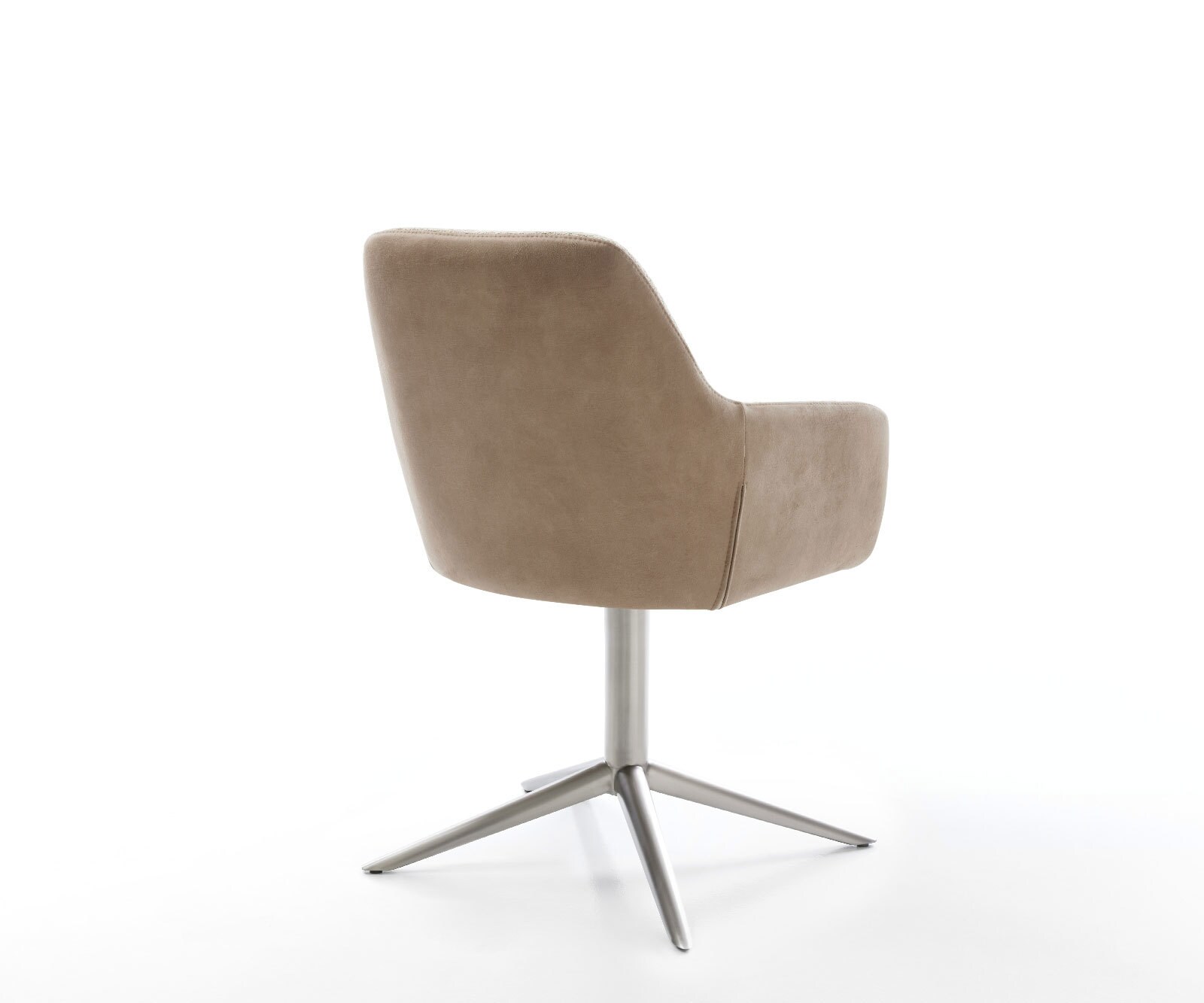 Chaise-pivotante Pejo-Flex tissu mixte couleur boue pied de chaise 4 branches acier inoxydable brossé pivotement sur 360° fonction bascule ressorts ensachés 4