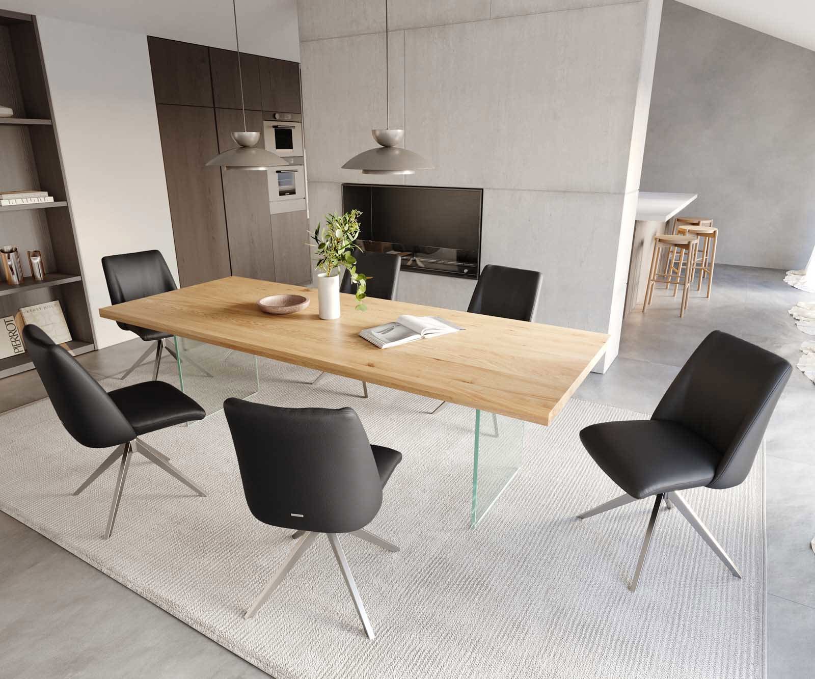 Drehstuhl Elso-Flex Echt-Leder Schwarz Kreuzgestell breit Edelstahl 360° drehbar Taschenfederkern 4 Drehstuhl Elso-Flex Echt-Leder Schwarz Kreuzgestell breit Edelstahl 360° drehbar Taschenfederkern 4