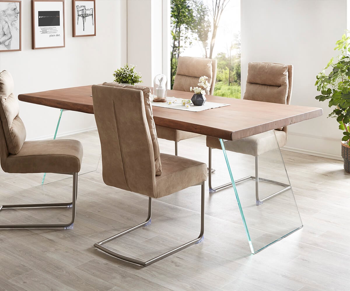 Plateau-de-table-à-manger Edge 200x100cm XL acacia marron Live-Edge 4