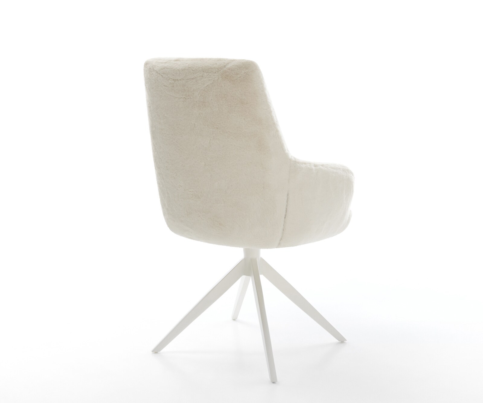 Drehstuhl Zelia-Flex mit Armlehnen Plüsch Creme-Weiß Kreuzgestell breit Weiß 360° drehbar Wippfunktion Taschenfederkern 5