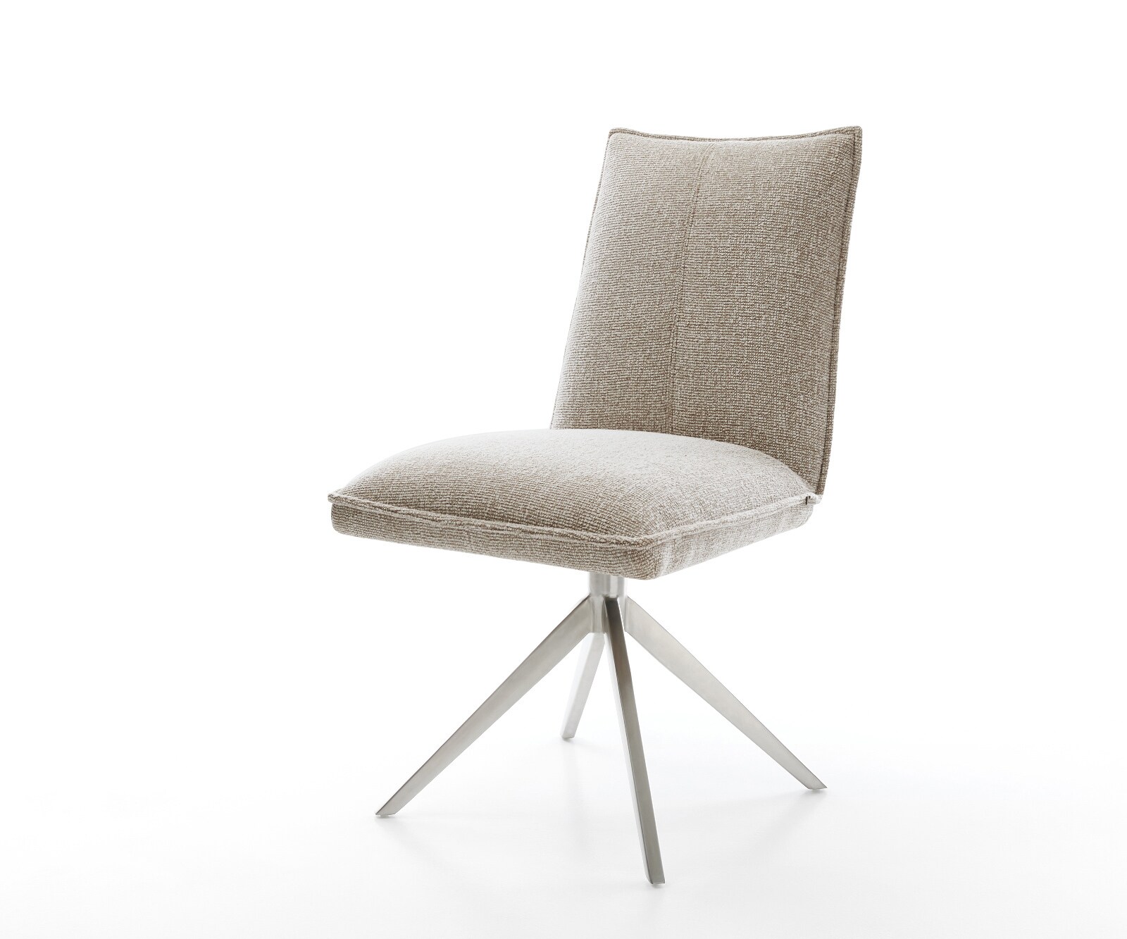 Chaise-pivotante Lelio-Flex tissu tissé doux beige pied croisé large acier inoxydable pivotement sur 360° fonction bascule resorts ensachés 1