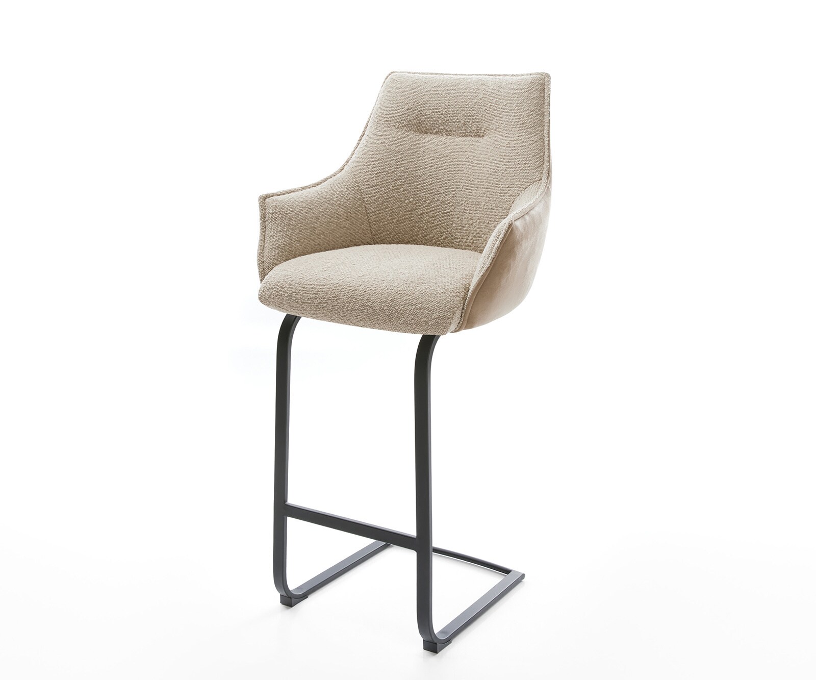 Chaise-de-bar Alja-Flex microfibre anthracite vintage pied pivotant réglable en hauteur métal noir pivotant ressorts ensachés 2