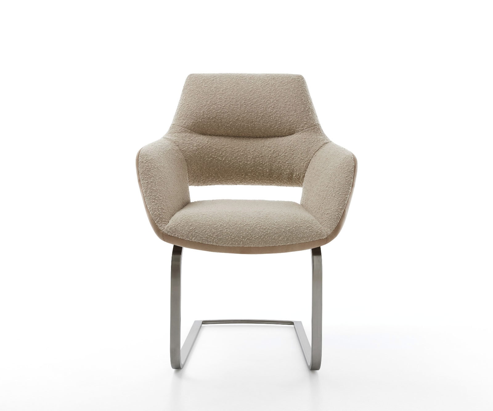 Freischwinger Yago-Flex mit Armlehnen Materialmix Schlamm Freischwinger flach Graphit Taschenfederkern 2