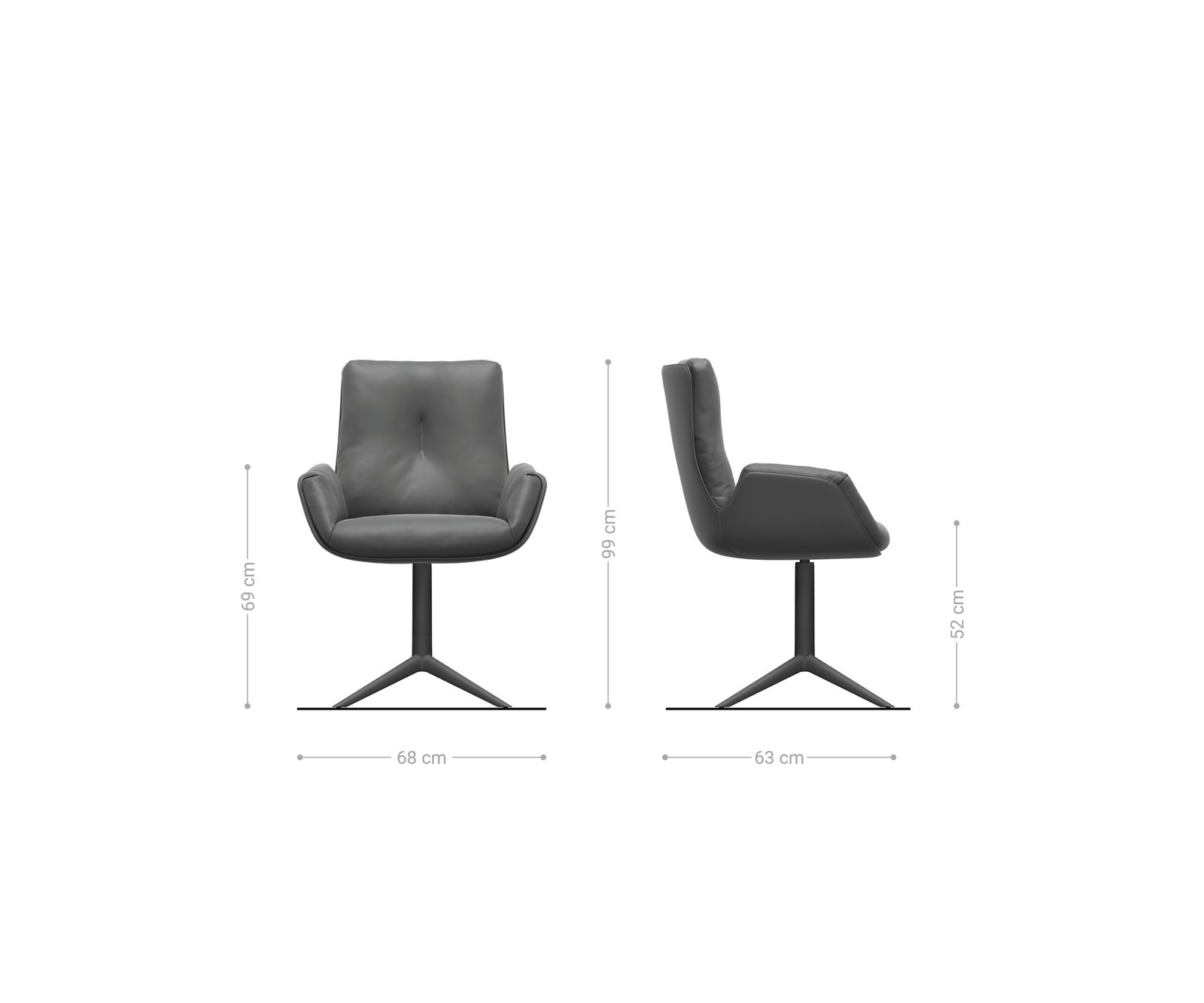 Drehstuhl Clea-Flex Bouclé Soft Schlamm Fußkreuz Effektfinish Titan 360° drehbar Wippfunktion 6