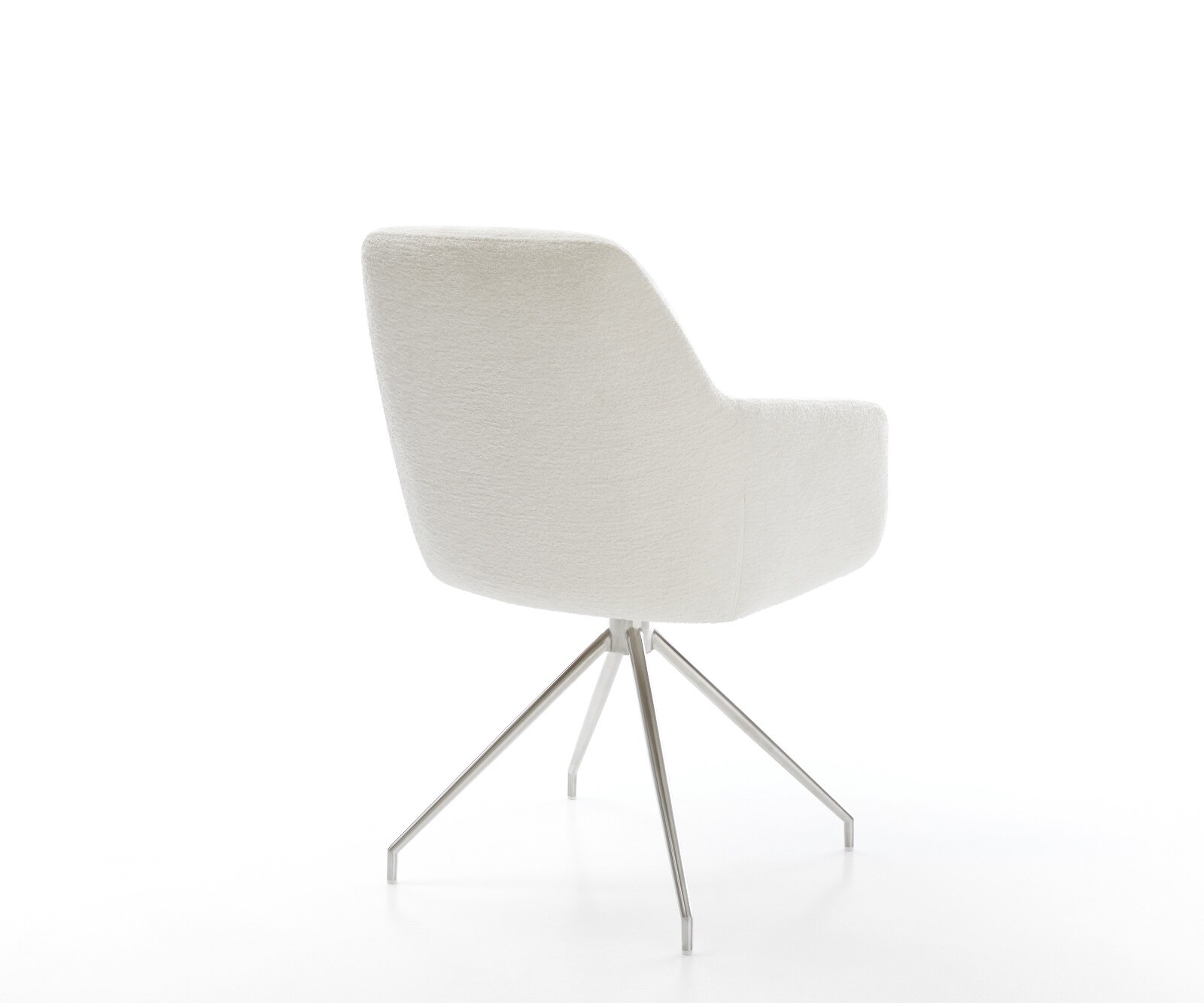 Chaise-de-salle-à-manger Pejo-Flex bouclé doux beige pied croisé conique acier inoxydable resorts ensachés 5
