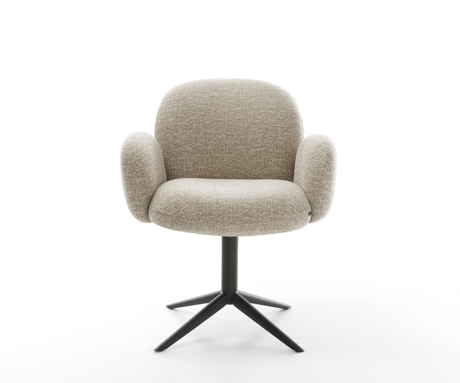 Drehstuhl Nube-Flex mit Armlehnen Webstoff Soft Beige Fußkreuz Schwarz 360° drehbar Wippfunktion Taschenfederkern 1