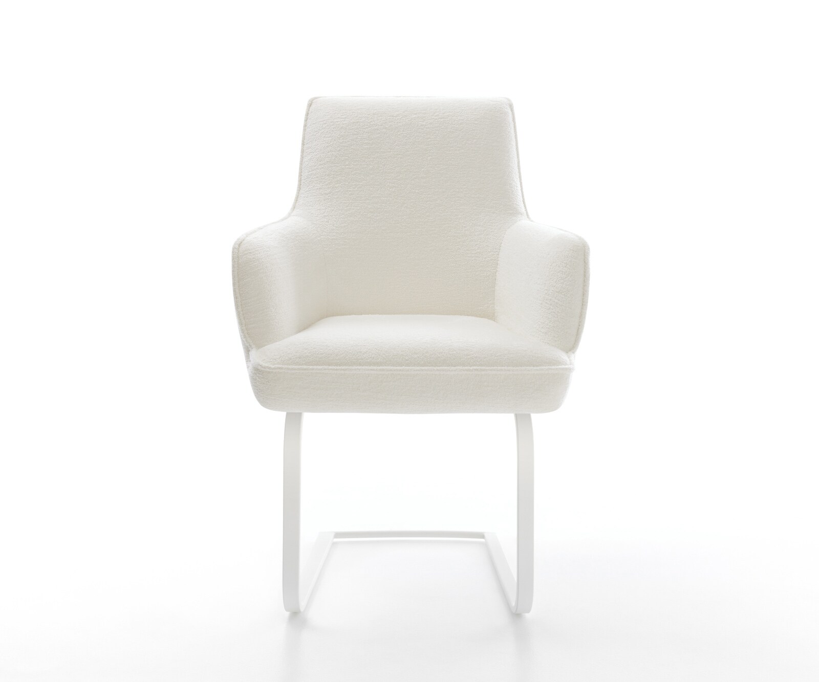 Freischwinger Heira-Flex mit Armlehnen Bouclé Soft Beige Freischwinger flach Weiß Taschenfederkern 1