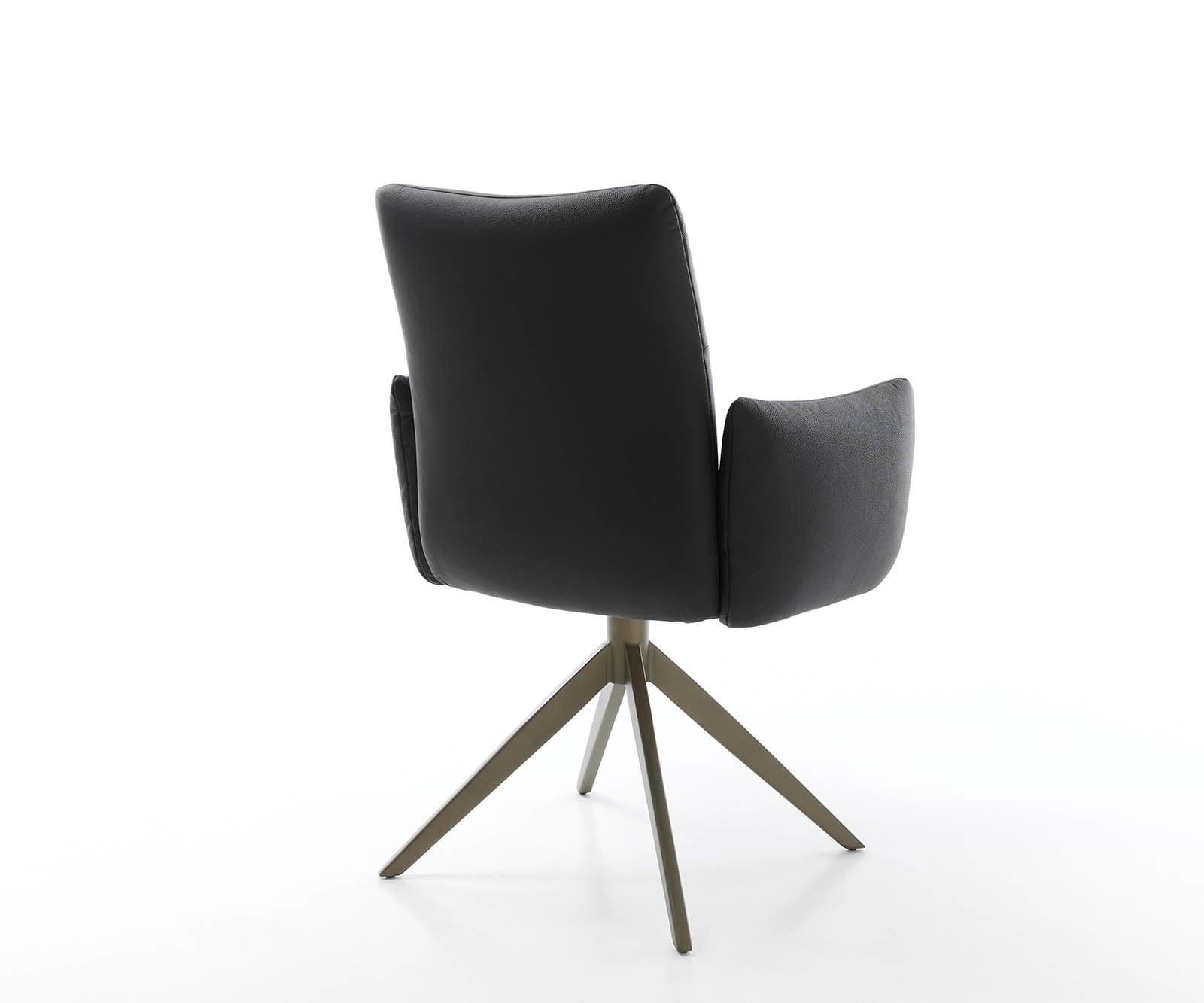 Drehstuhl Jova-Flex mit Armlehnen Echt-Leder Schwarz Kreuzgestell breit Effektfinish Titan 360° drehbar Taschenfederkern 5 Drehstuhl Jova-Flex mit Armlehnen Echt-Leder Schwarz Kreuzgestell breit Effektfinish Titan 360° drehbar Taschenfederkern 5