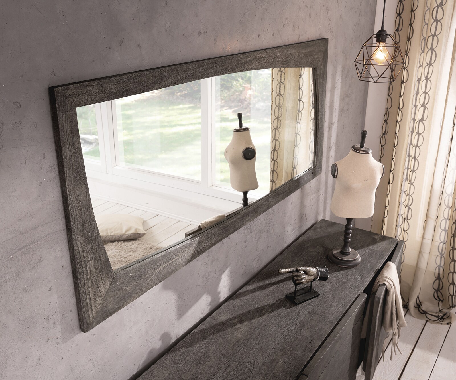 Design-Wandspiegel Wyatt 160x70 cm Akazie Platin  1