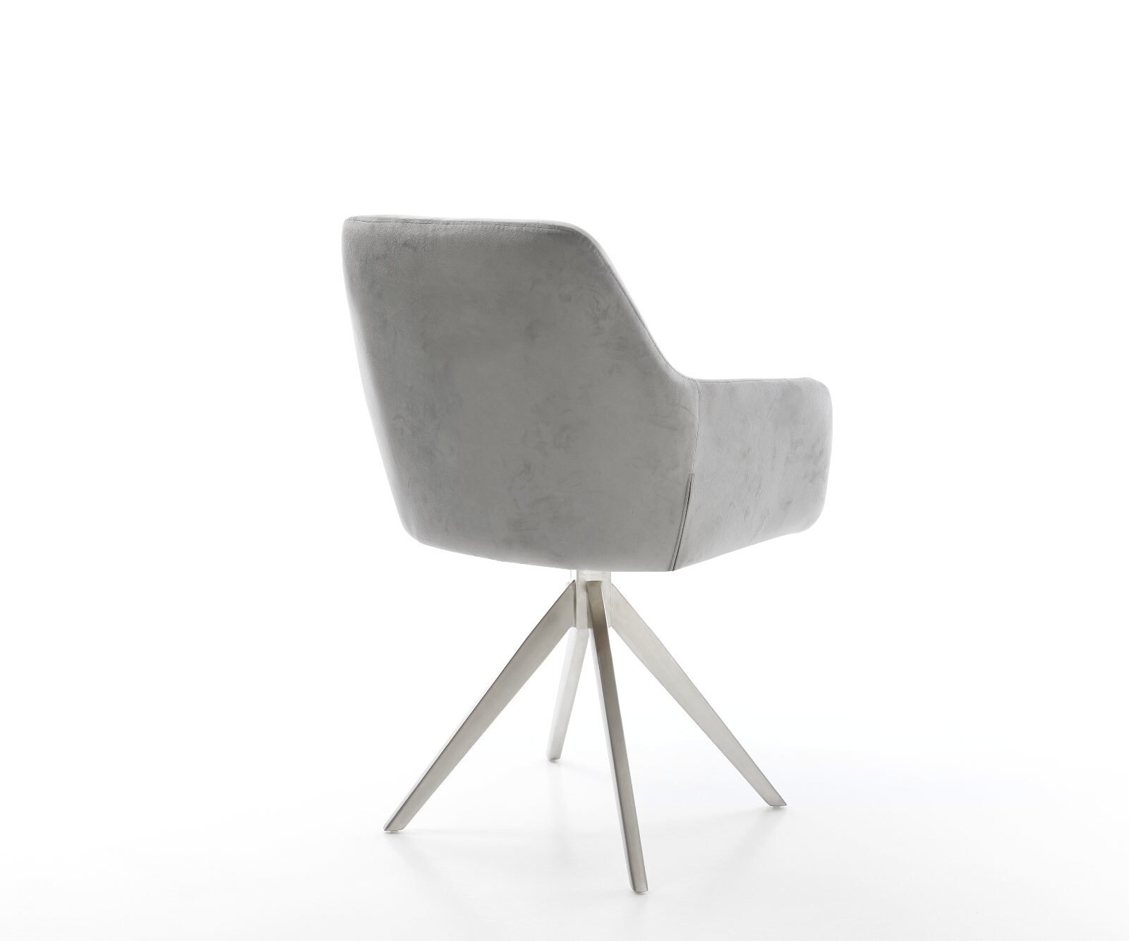 Chaise-de-salle-à-manger Pejo-Flex velours gris pied croisé angulaire acier inoxydable brossé ressorts ensachés 5 Chaise-de-salle-à-manger Pejo-Flex velours gris pied croisé angulaire acier inoxydable brossé ressorts ensachés 5