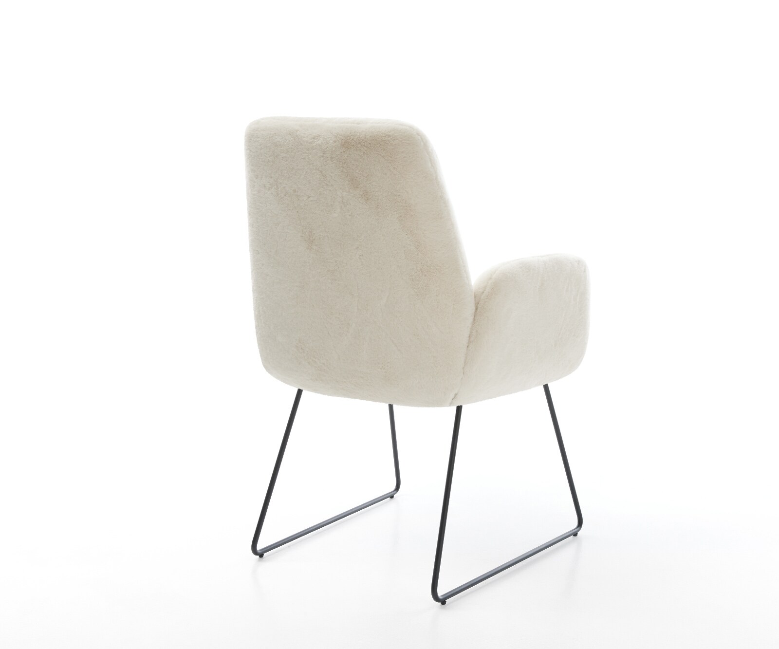 Chaise-de-salle-à-manger Zoa-Flex peluche crème-blanc pied trapèze noir resorts ensachés 4