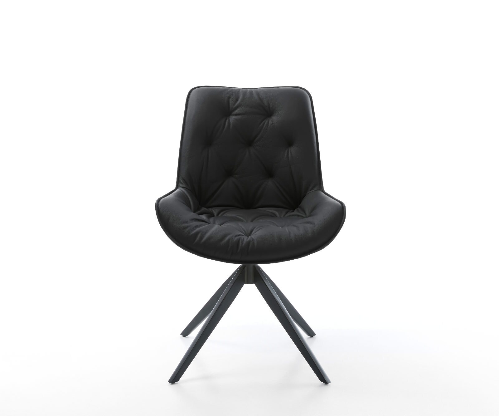 Chaise-pivotante Taimi-Flex cuir de vache noir pied croisé large noir pivotement sur 360° fonction bascule 1