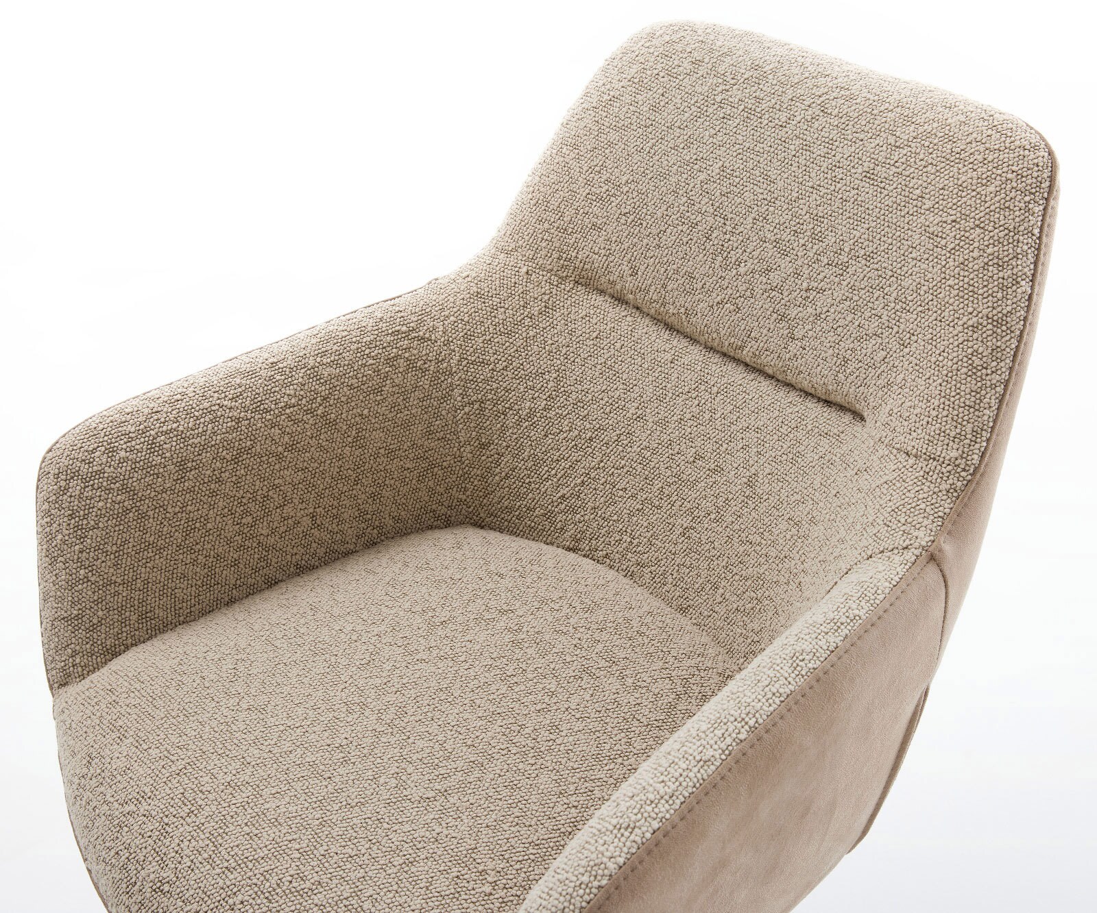 Chaise-pivotante Pejo-Flex tissu mixte couleur boue pied de chaise 4 branches acier inoxydable brossé pivotement sur 360° fonction bascule ressorts ensachés 3
