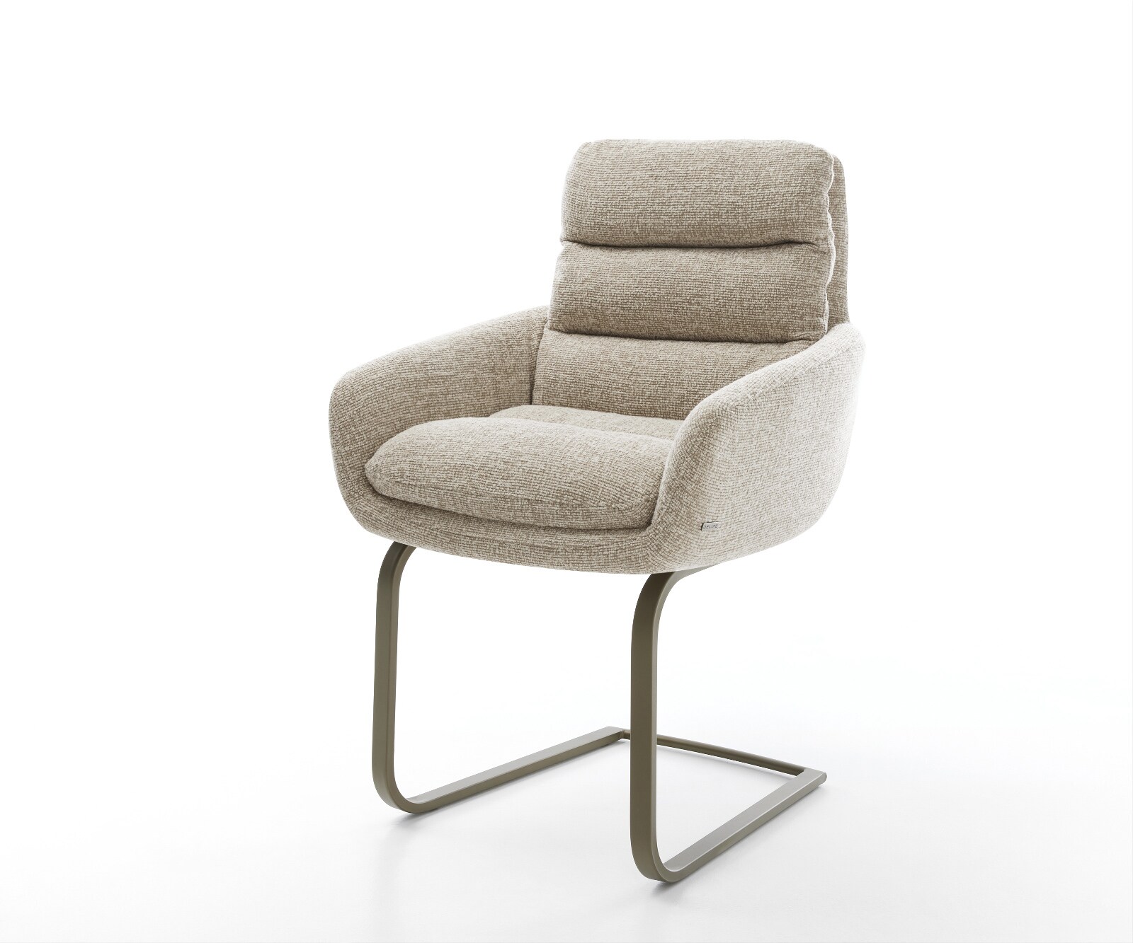 Freischwinger Abelia-Flex mit Armlehnen Webstoff Soft Beige Freischwinger flach Effektfinish Titan 1