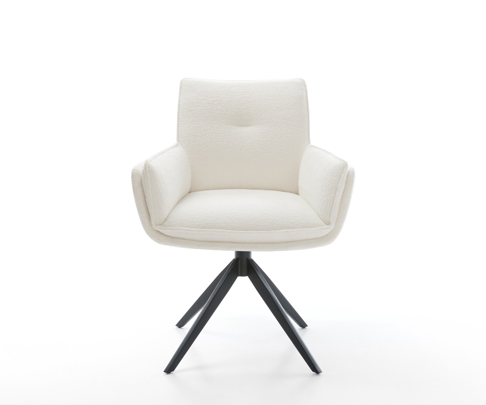 Drehstuhl Nela-Flex Bouclé Soft Beige Kreuzgestell breit Schwarz 360° drehbar Wippfunktion 1