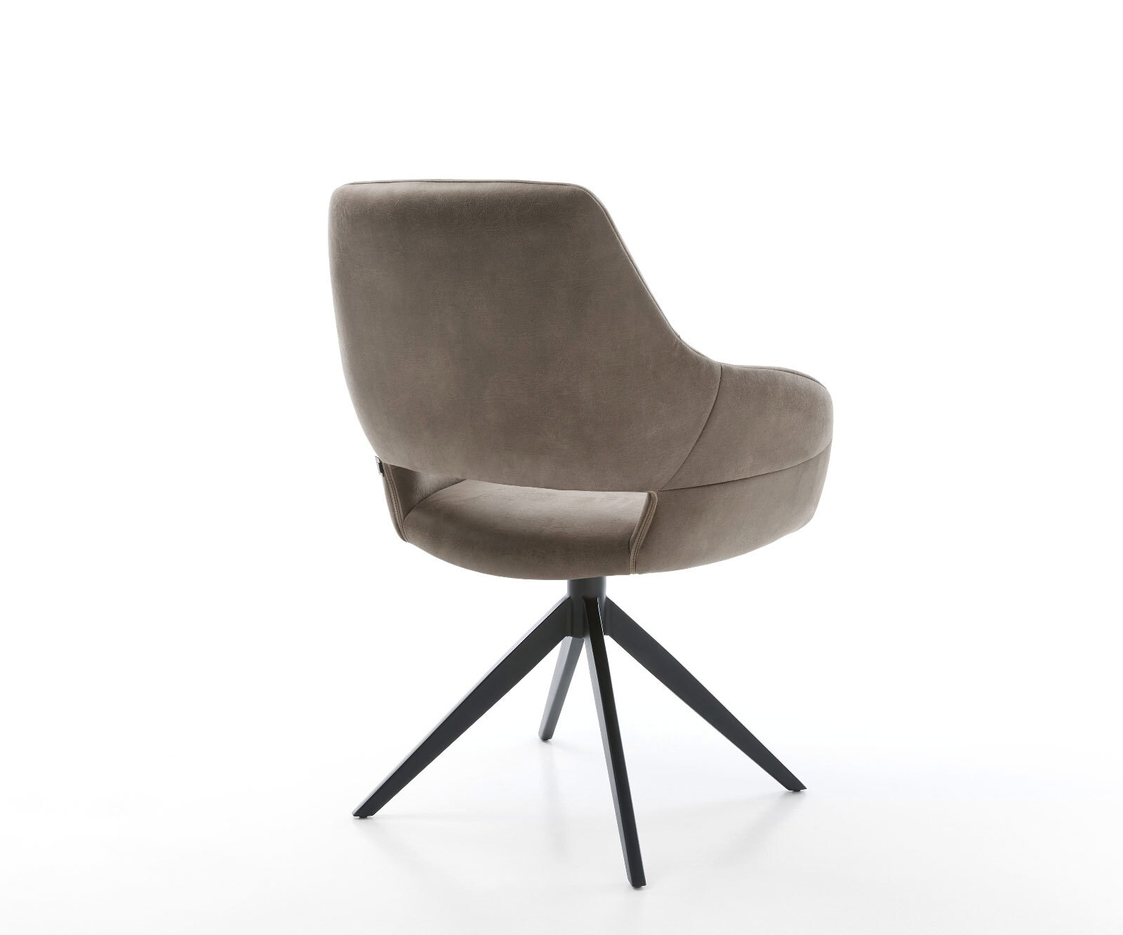 Drehstuhl Yago-Flex mit Armlehnen Mikrofaser Taupe Vintage Kreuzgestell breit Schwarz 360° drehbar Wippfunktion Taschenfederkern 4