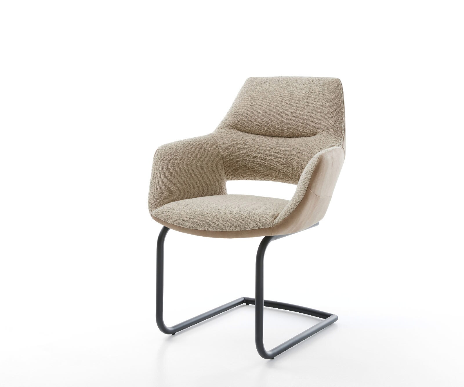 Freischwinger Yago-Flex mit Armlehnen Materialmix Schlamm Freischwinger rund Schwarz Taschenfederkern 1