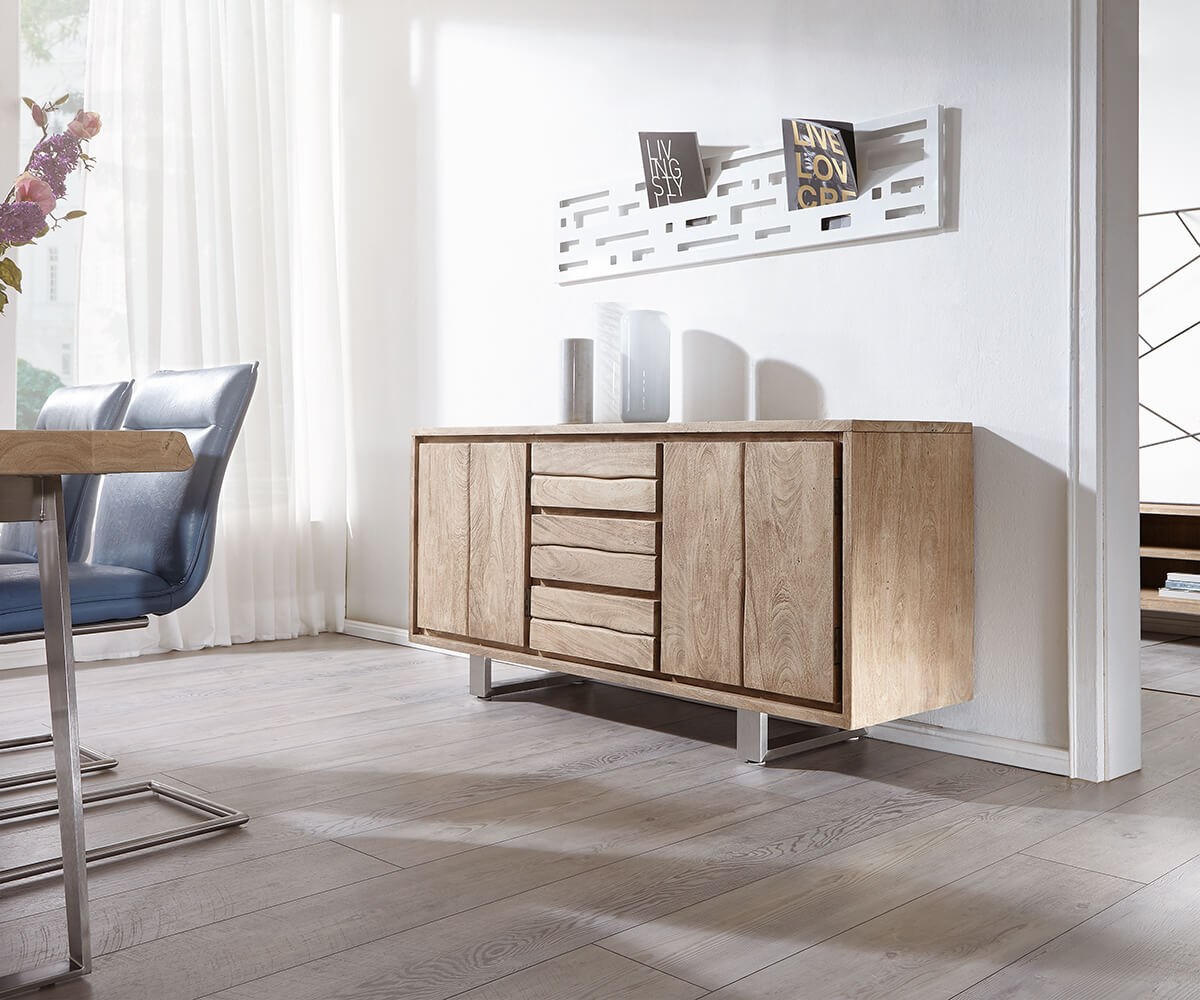 Kommode Live-Edge Türen & Schubkästen Baumkante Sideboard 5