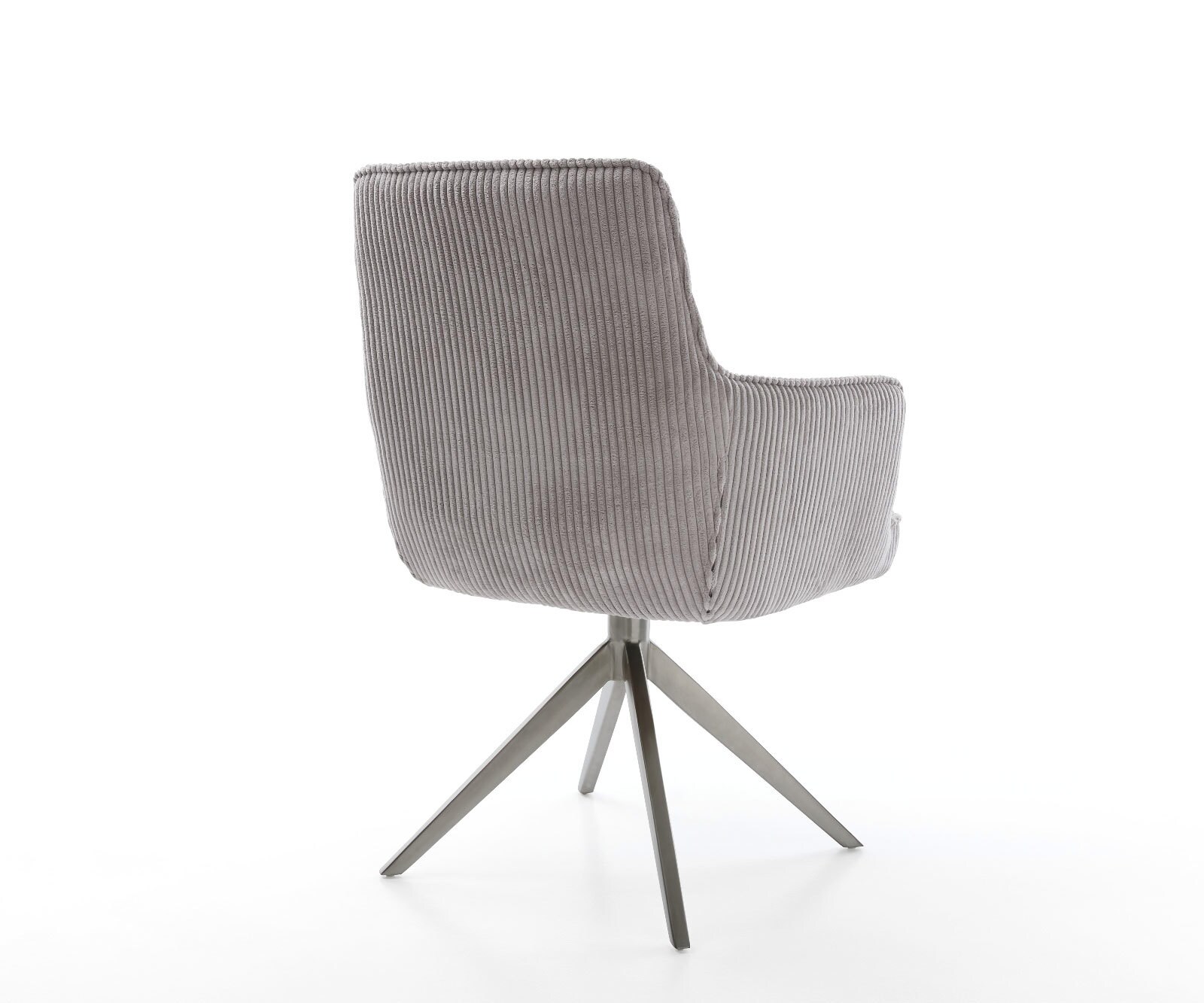 Drehstuhl Heira-Flex mit Armlehnen Cord Silbergrau Kreuzgestell breit Graphit 360° drehbar Wippfunktion Taschenfederkern 4