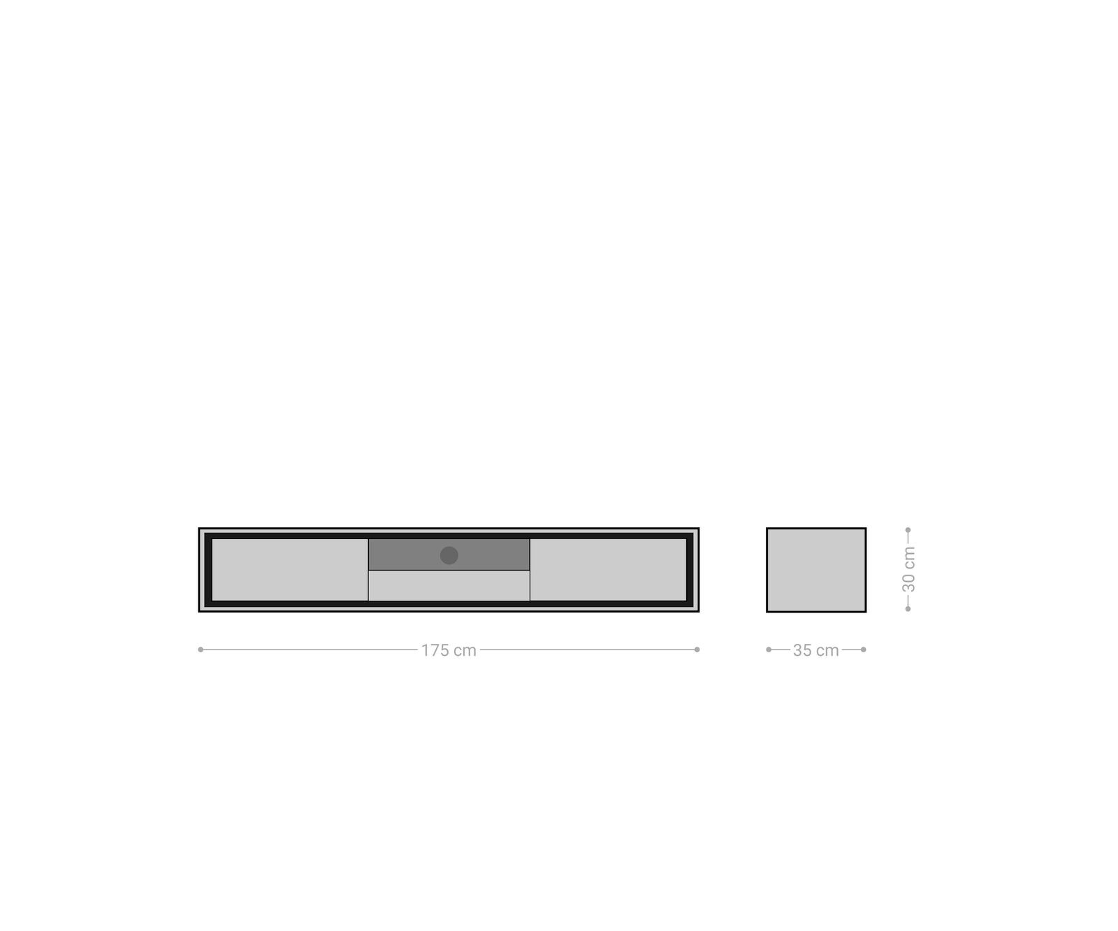 Meuble-TV Stonegrace 175 cm acacia marron plaqué pierre 2 portes 1 tiroir 1 compartiment suspendu 6