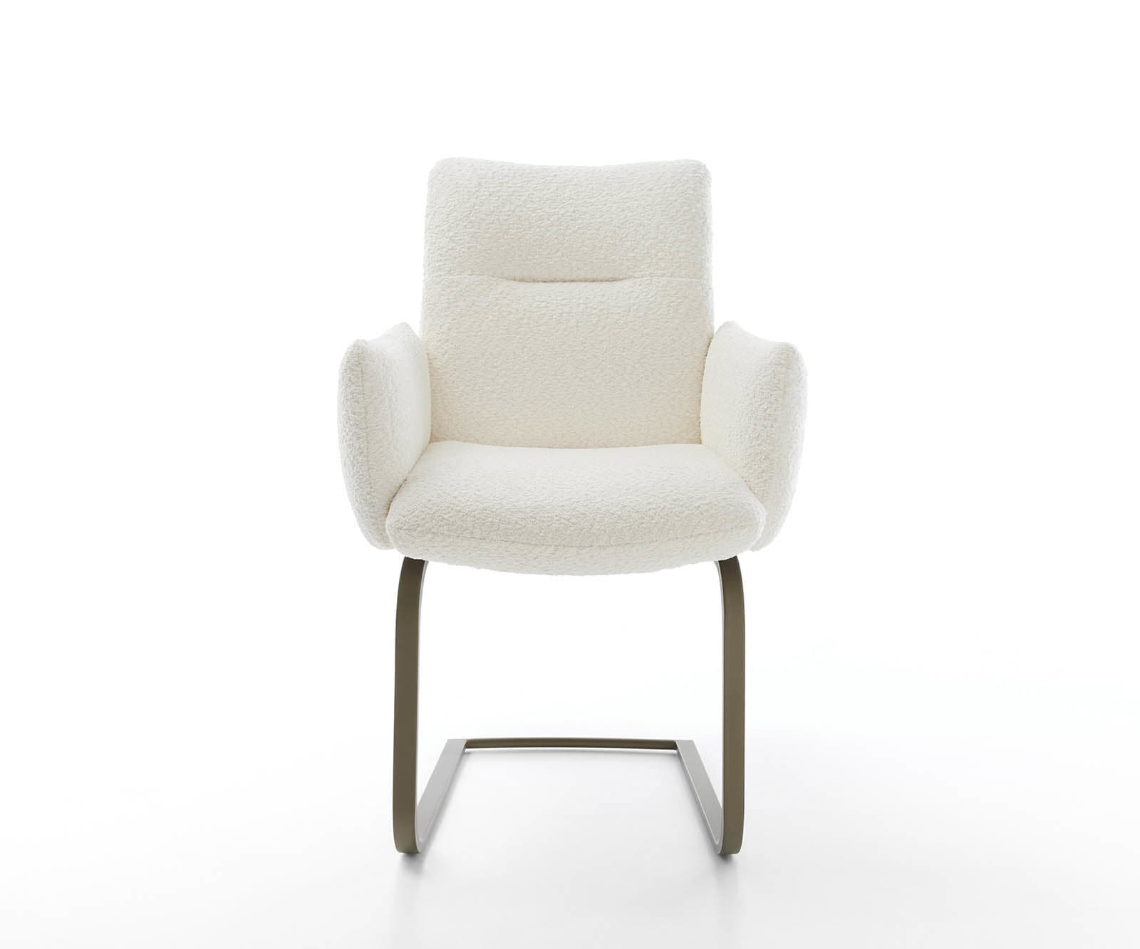 Freischwinger Jova-Flex mit Armlehnen Bouclé Weiß Freischwinger flach Effektfinish Titan Taschenfederkern 1 Freischwinger Jova-Flex mit Armlehnen Bouclé Weiß Freischwinger flach Effektfinish Titan Taschenfederkern 1