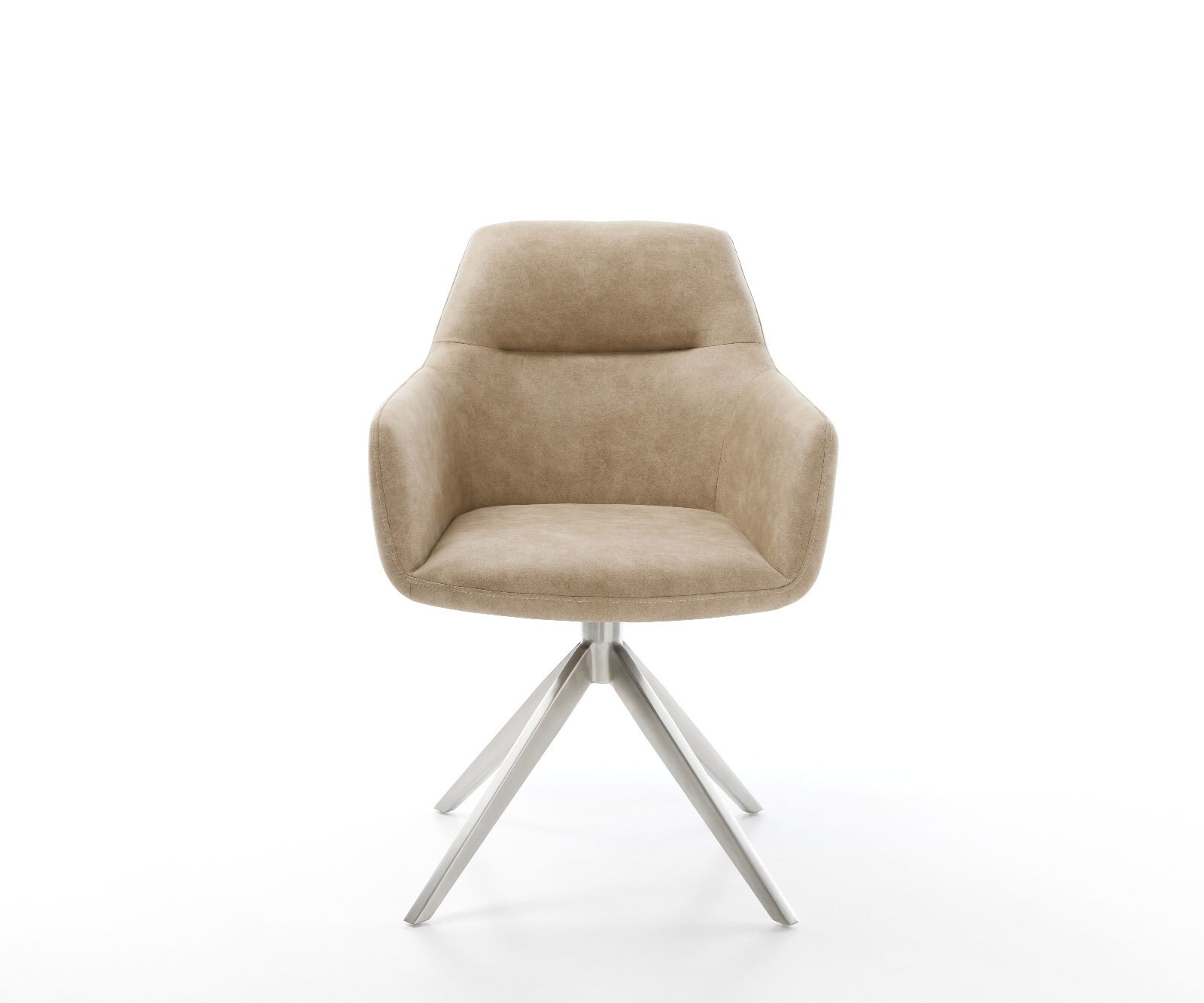 Chaise-pivotante Pejo-Flex microvelours beige vintage pied croisé large acier inoxydable brossé pivotement sur 360° fonction bascule ressorts ensachés 1