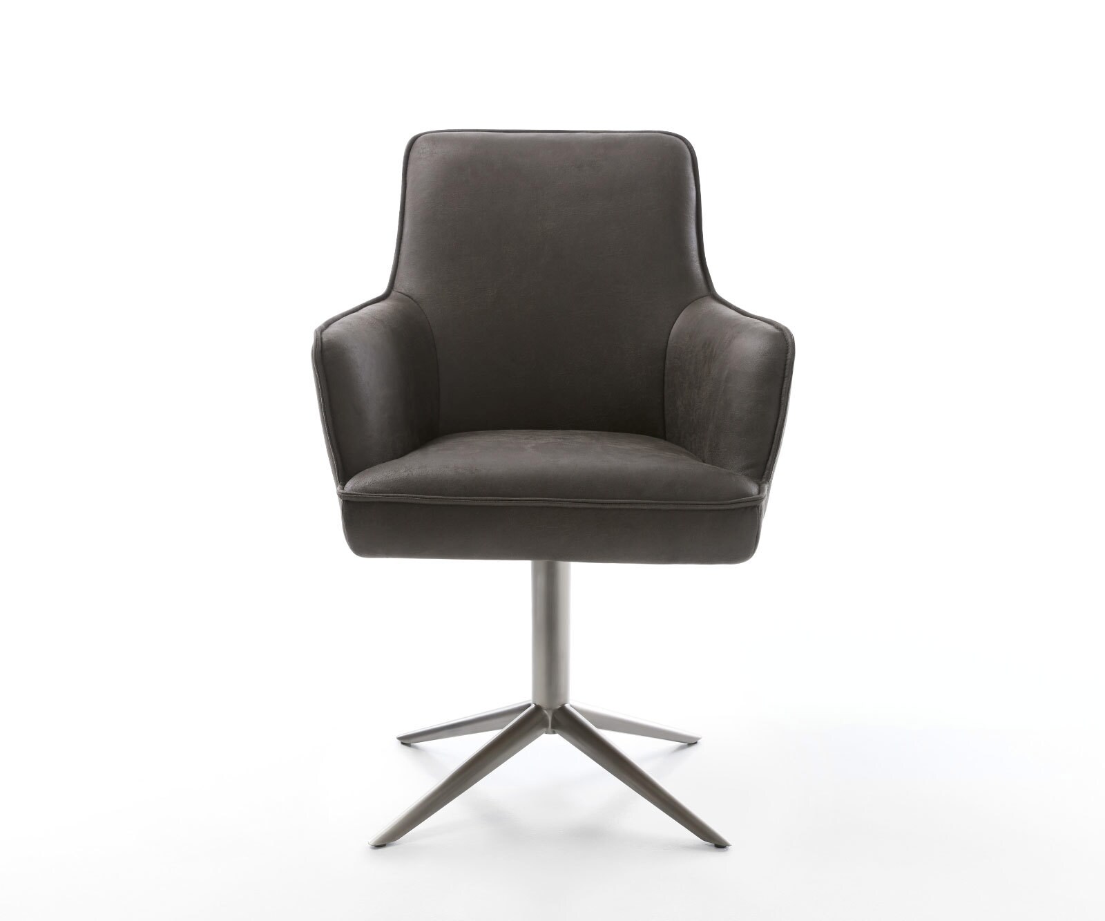 Chaise-pivotante Heira-Flex mit Armlehnen microvelours anthracite vintage pied de chaise 4 branches grafiete pivotement sur 360° fonction bascule ressorts ensachés 1