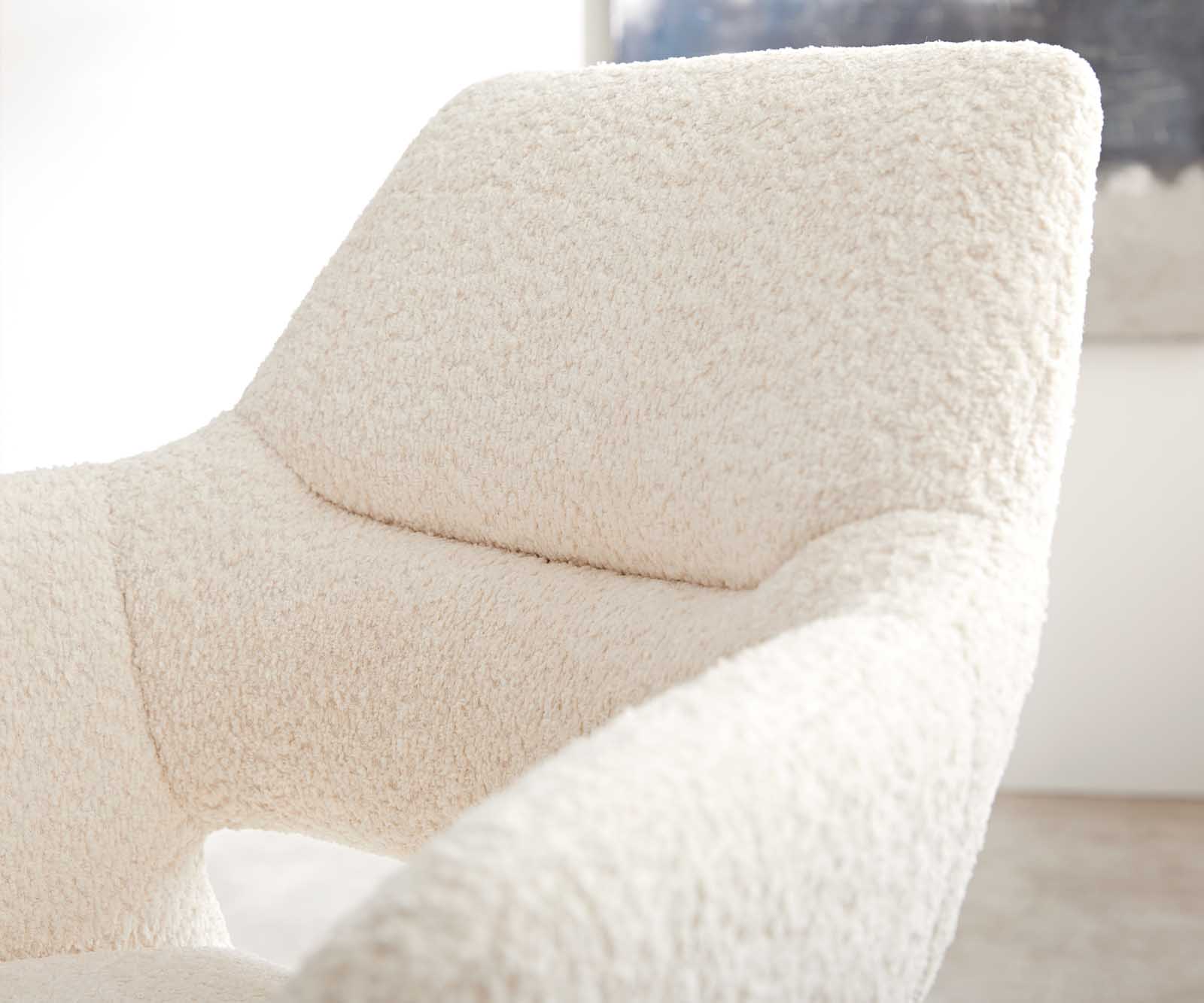 Chaise-pivotante Yago-Flex XL avec accoudoirs bouclé blanc cadre croisé large noir pivote sur 360° 7