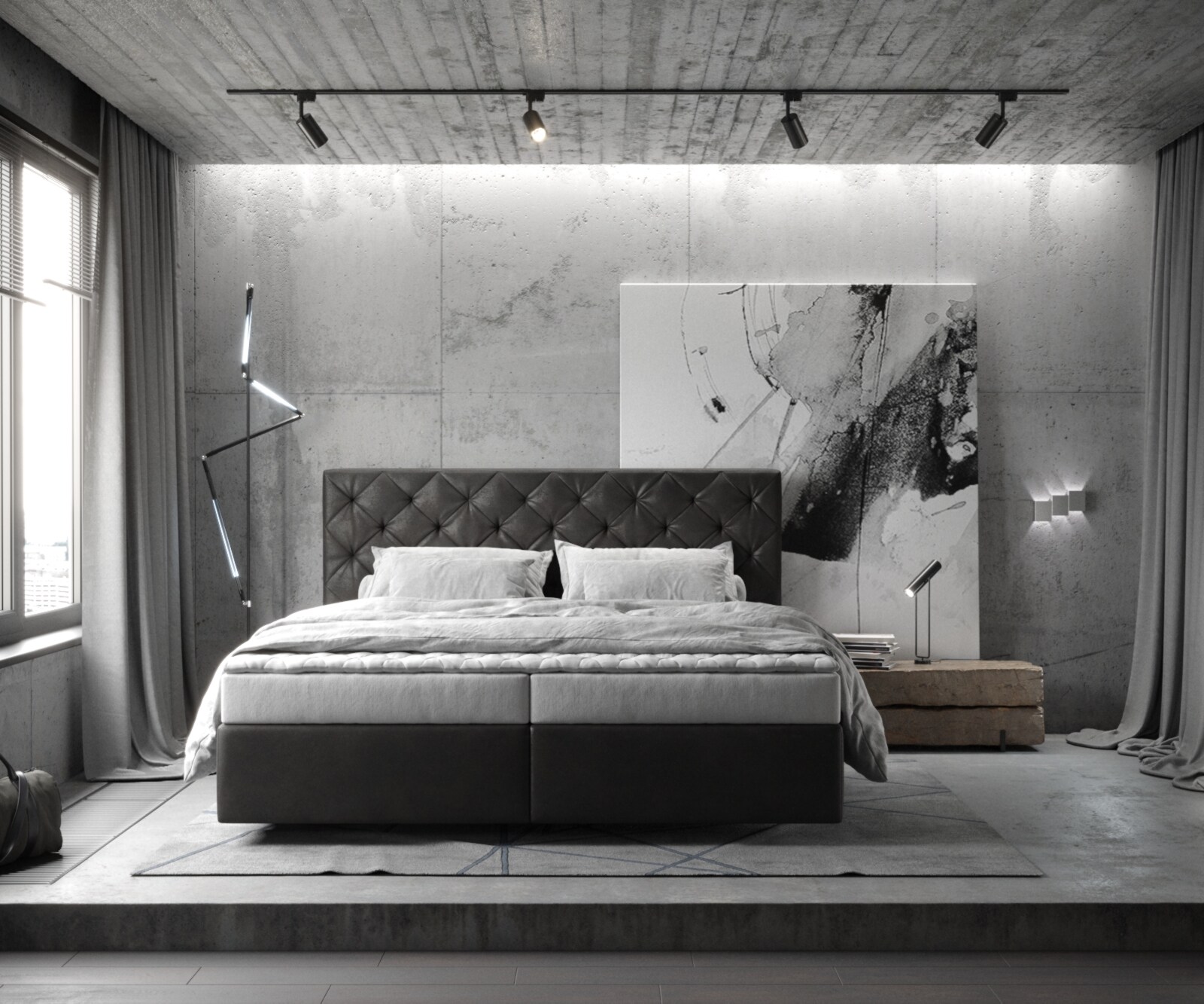 Lit à sommier tapissier Dream-Great 180x200 Simili cuir Anthracite 1