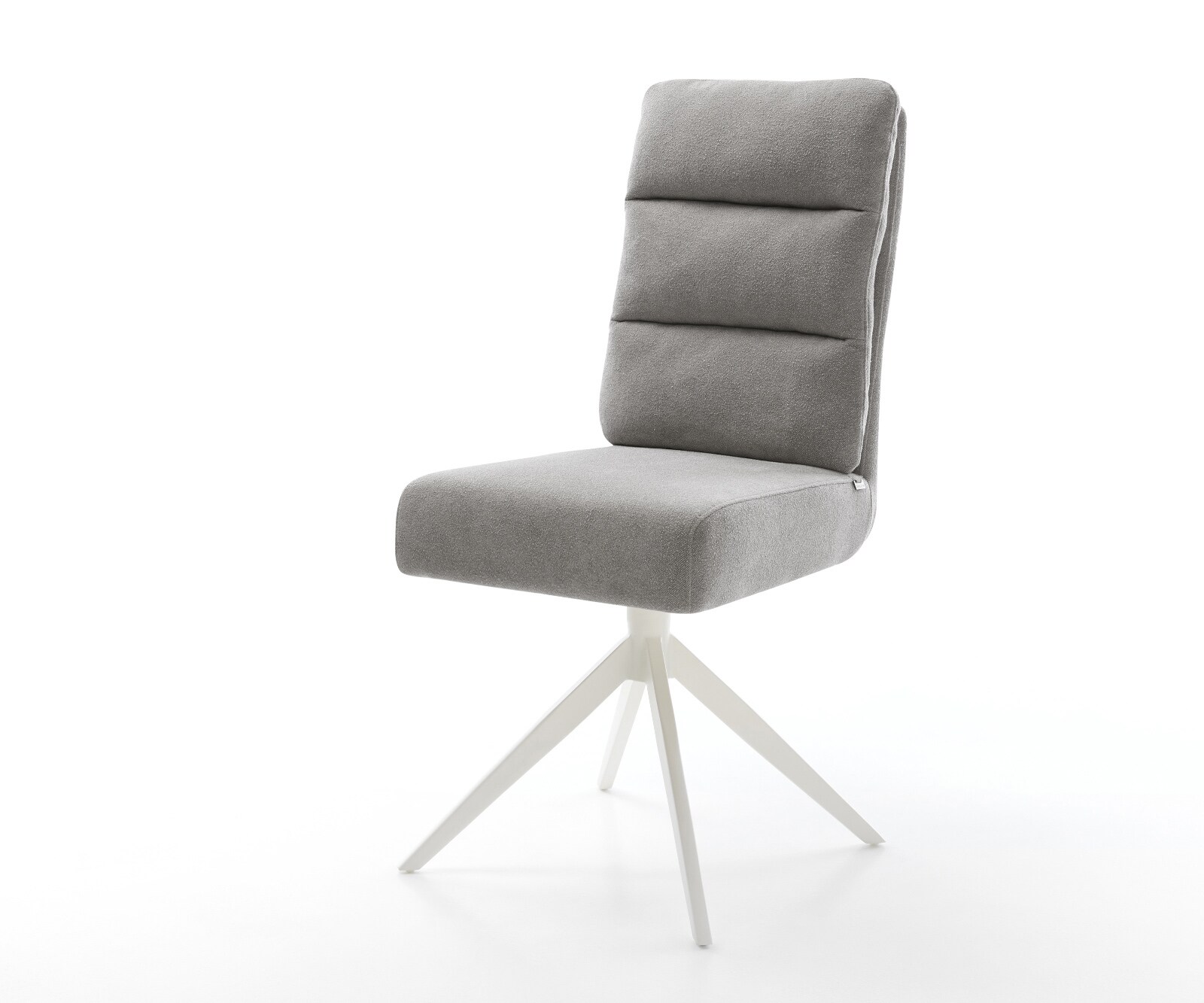 Drehstuhl Pela-Flex Strukturstoff Soft Grau Kreuzgestell breit Weiß 360° drehbar Wippfunktion Taschenfederkern
