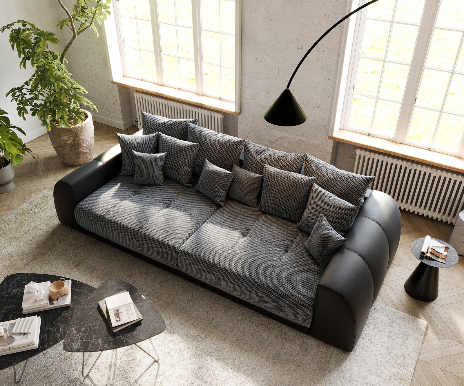 Big-Sofa Violetta 310x135 cm Schwarz inklusive Kissen 3 Big-Sofa Violetta 310x135 cm Schwarz inklusive Kissen 3