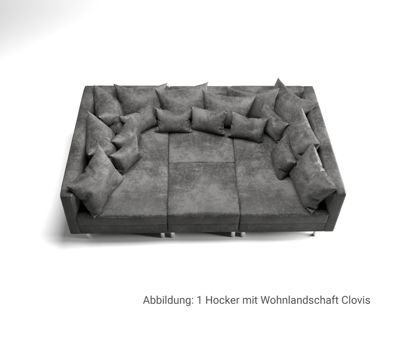 Hocker Clovis Anthrazit Optik B98 x T83 Modul Microvelours 8