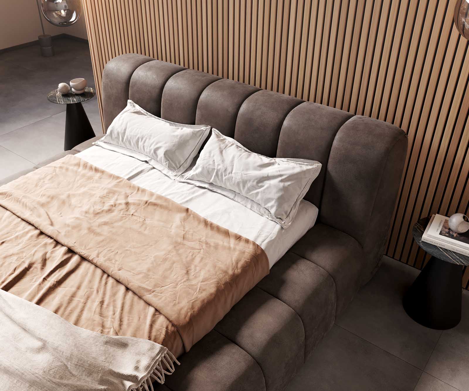 Polsterbettgestell Cutio 140x200 cm Mikrofaser Taupe Vintage 4 Polsterbettgestell Cutio 140x200 cm Mikrofaser Taupe Vintage 4