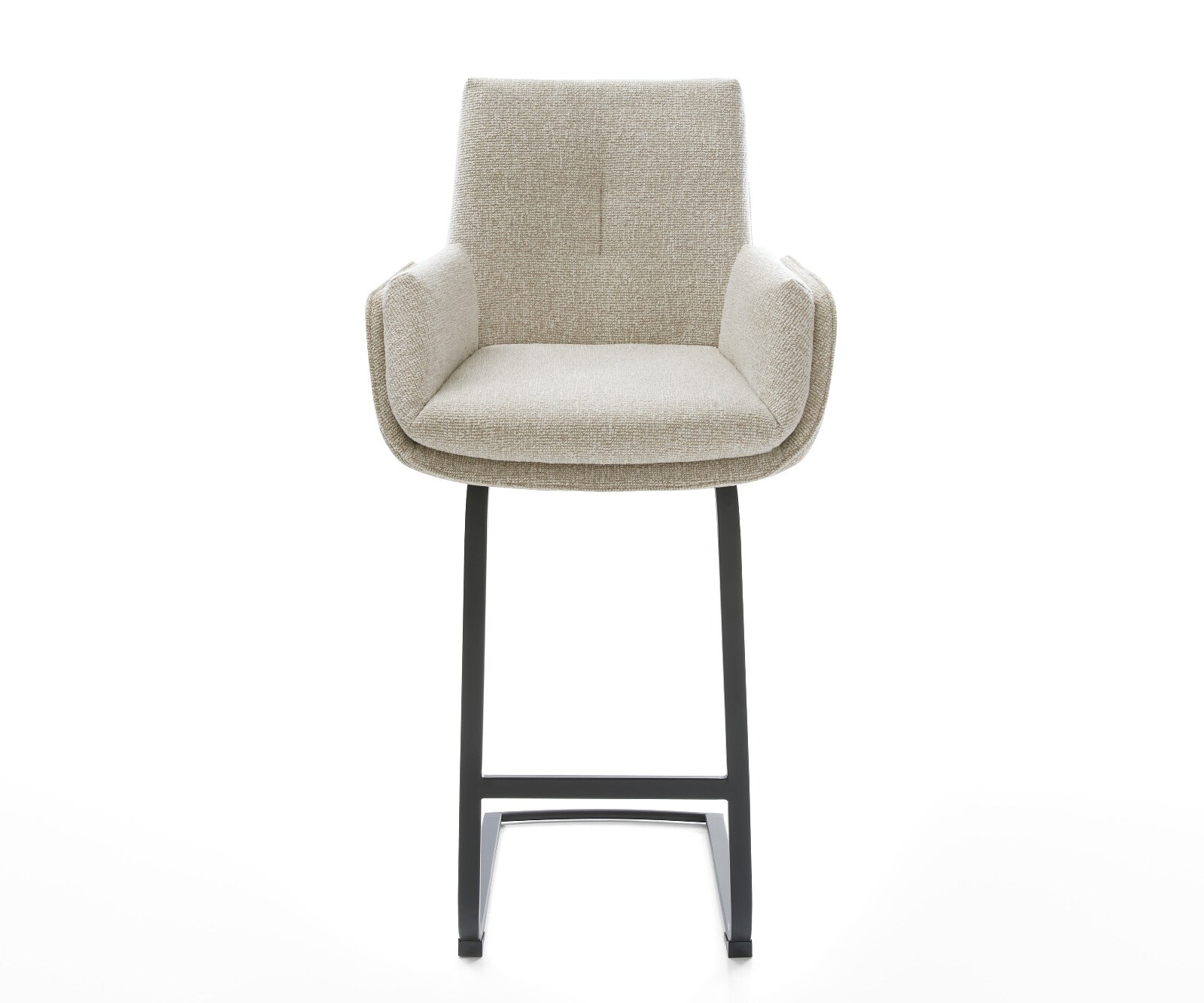 Chaise-de-bar Clea-Flex Tissu tissé doux Beige Pied cantilever plat noir Noir 2