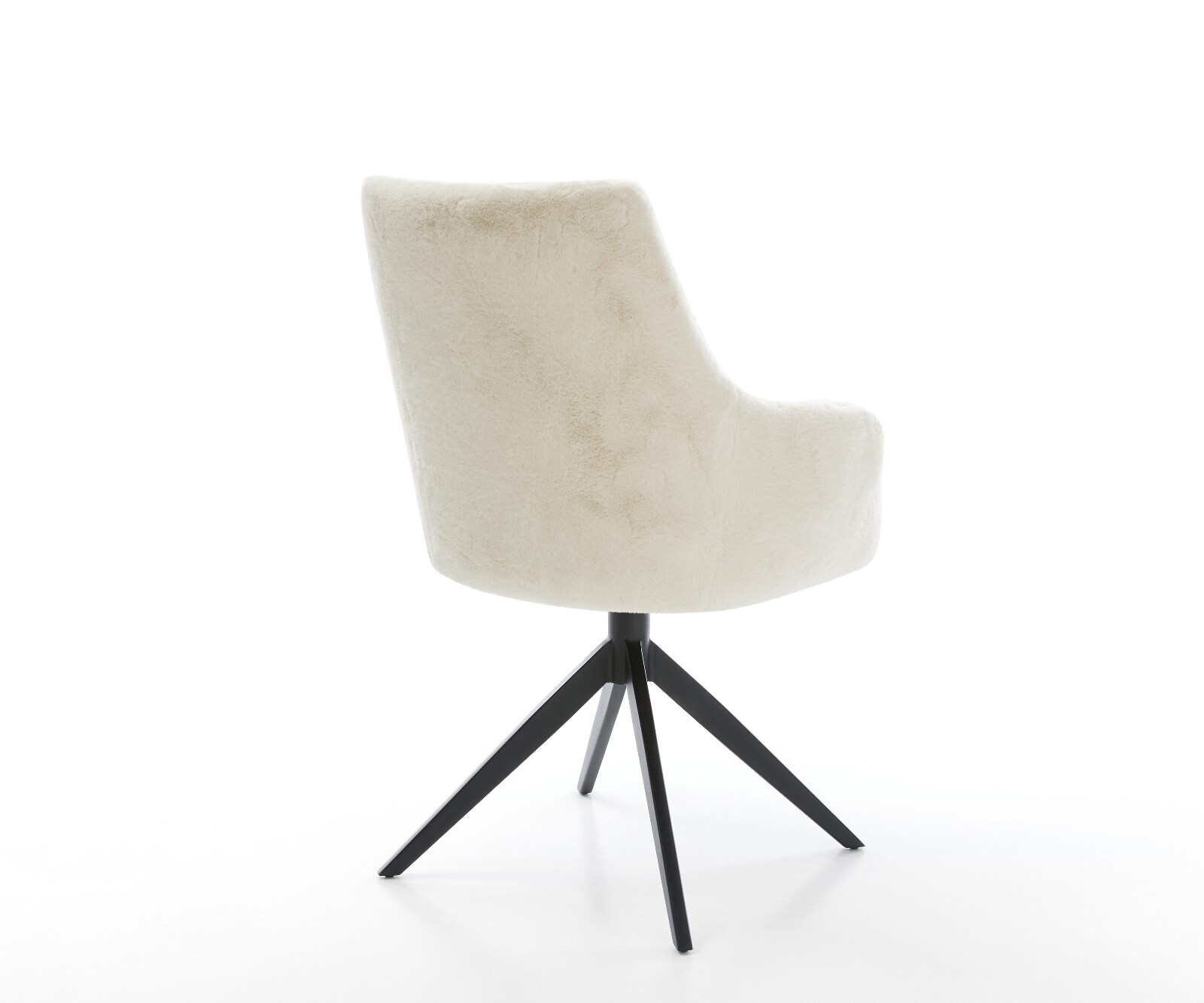 Chaise-pivotante Alja-Flex avec accoudoirs peluche crème-blanc pied croisé large noir pivotement sur 360° fonction bascule resorts ensachés 5