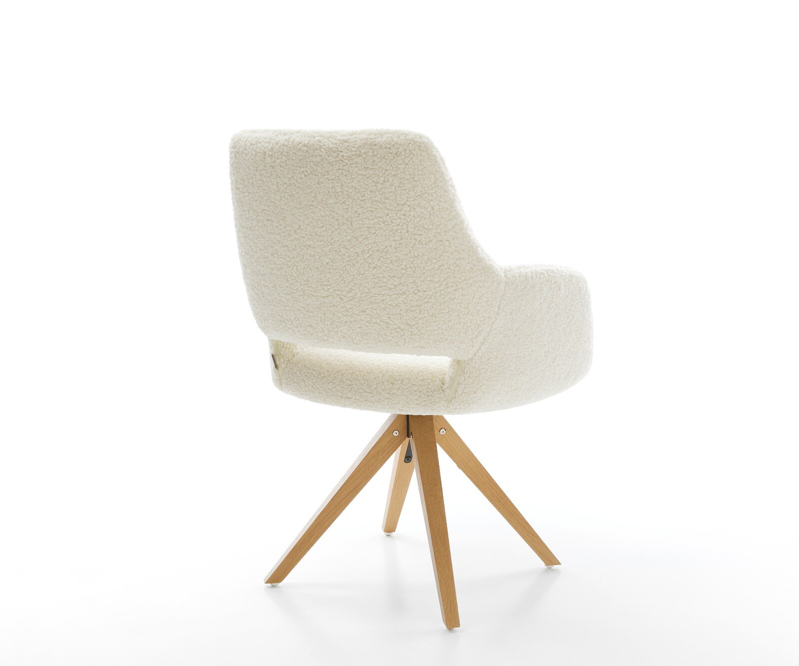Chaise-pivotante Yago-Flex avec accoudoirs tissu teddy beige pied en bois angulaire naturel pivotement sur 180° ressorts ensachés 5