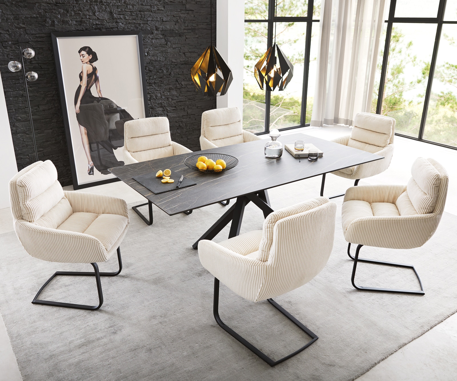 Freischwinger Abelia-Flex mit Armlehnen Cord Beige Freischwinger flach Schwarz 3 Freischwinger Abelia-Flex mit Armlehnen Cord Beige Freischwinger flach Schwarz 3