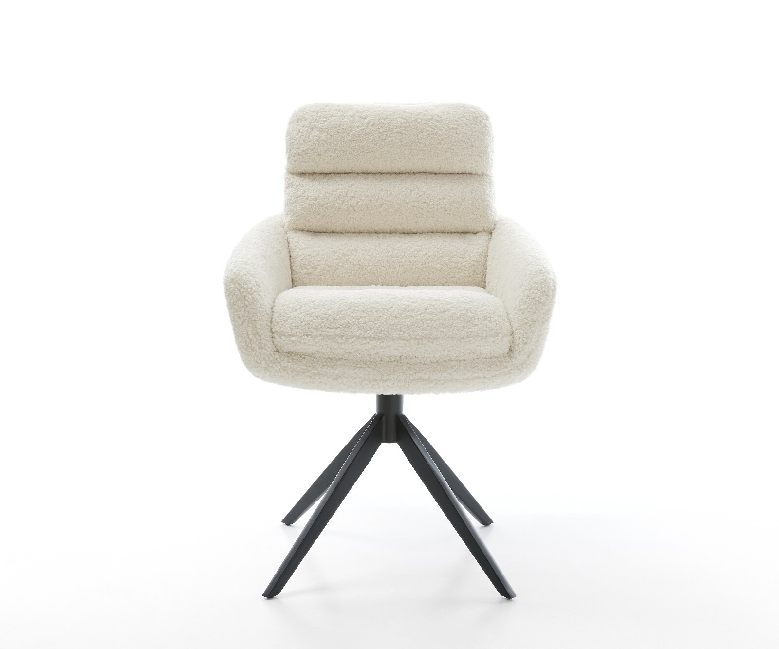 Chaise-pivotante Abelia-Flex avec accoudoirs tissu teddy beige pied croisé large noir pivotement sur 360° fonction bascule 1