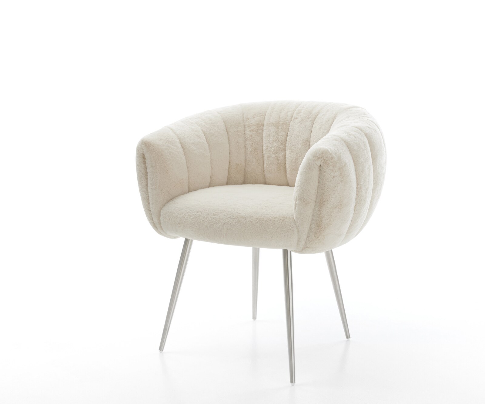 Esszimmerstuhl Jada-Flex Plüsch Creme-Weiß 4-Fuß konisch Edelstahl Taschenfederkern 1